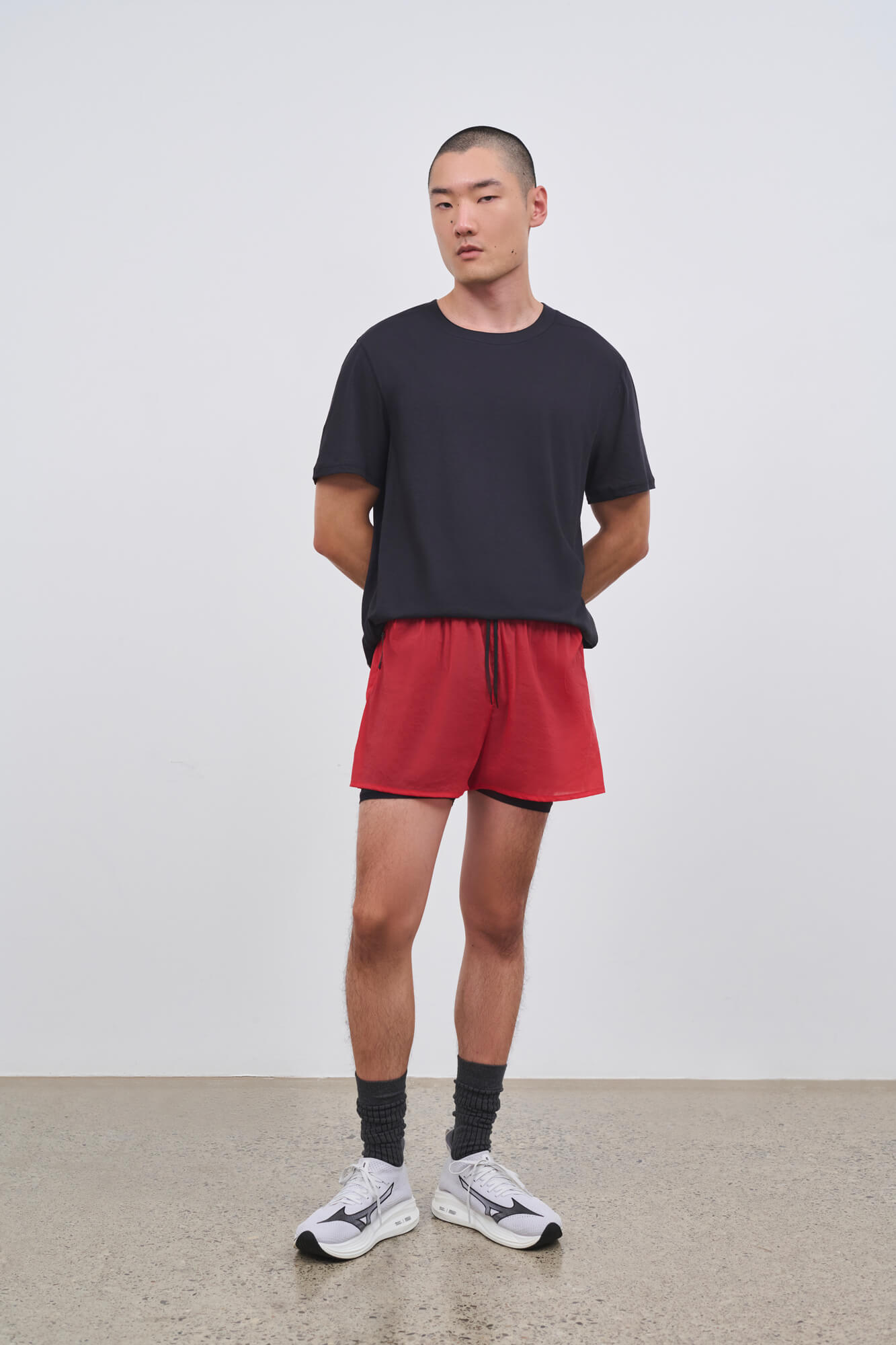 Literary Sport - Mens Myles Run Short with Brief - Scarlet with Black Brief