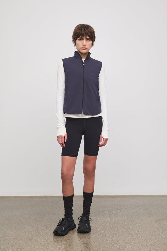 Literary Sport | Ada Womens Lightweight Packable Running Vest - Washed Navy - Front