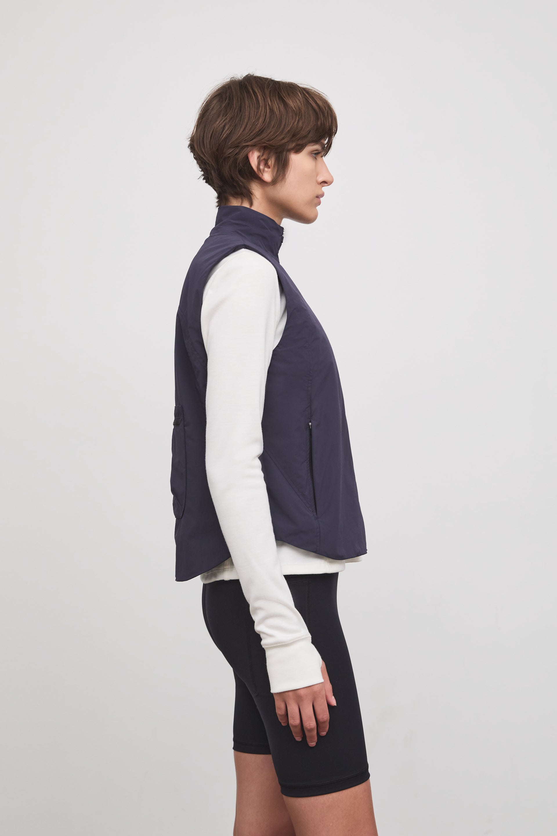 Literary Sport | Ada Womens Lightweight Packable Running Vest - Washed Navy - Side