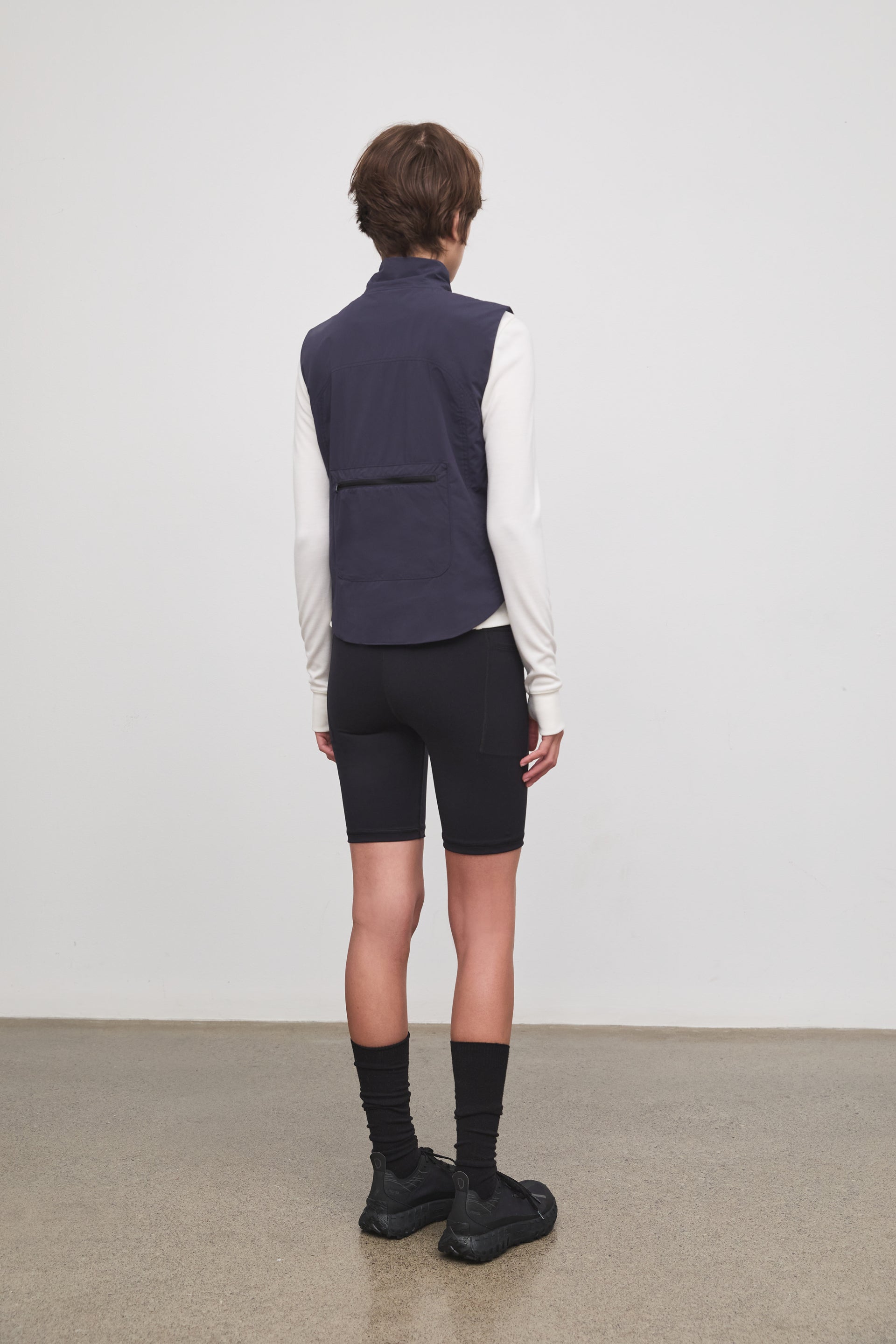 Literary Sport | Ada Womens Lightweight Packable Running Vest - Washed Navy - Back