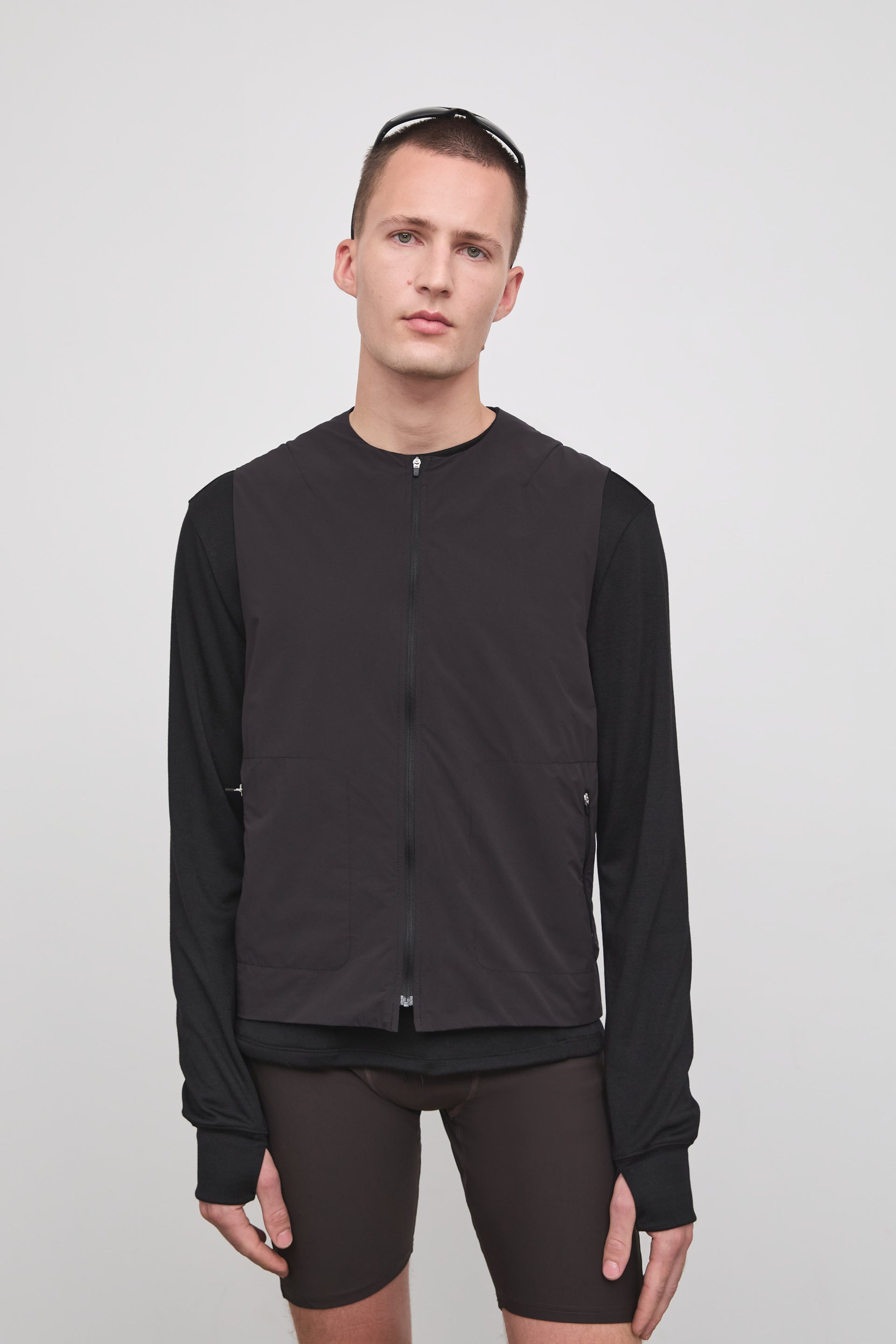 Literary Sport | Cesaire Mens Lightweight Insulated Running Vest - Black - Front