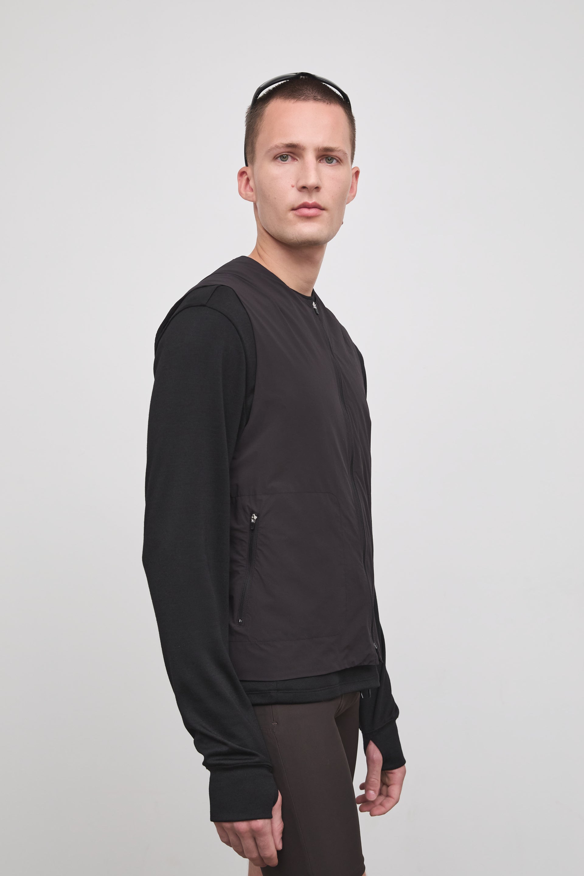 Literary Sport | Cesaire Mens Lightweight Insulated Running Vest - Black - Side