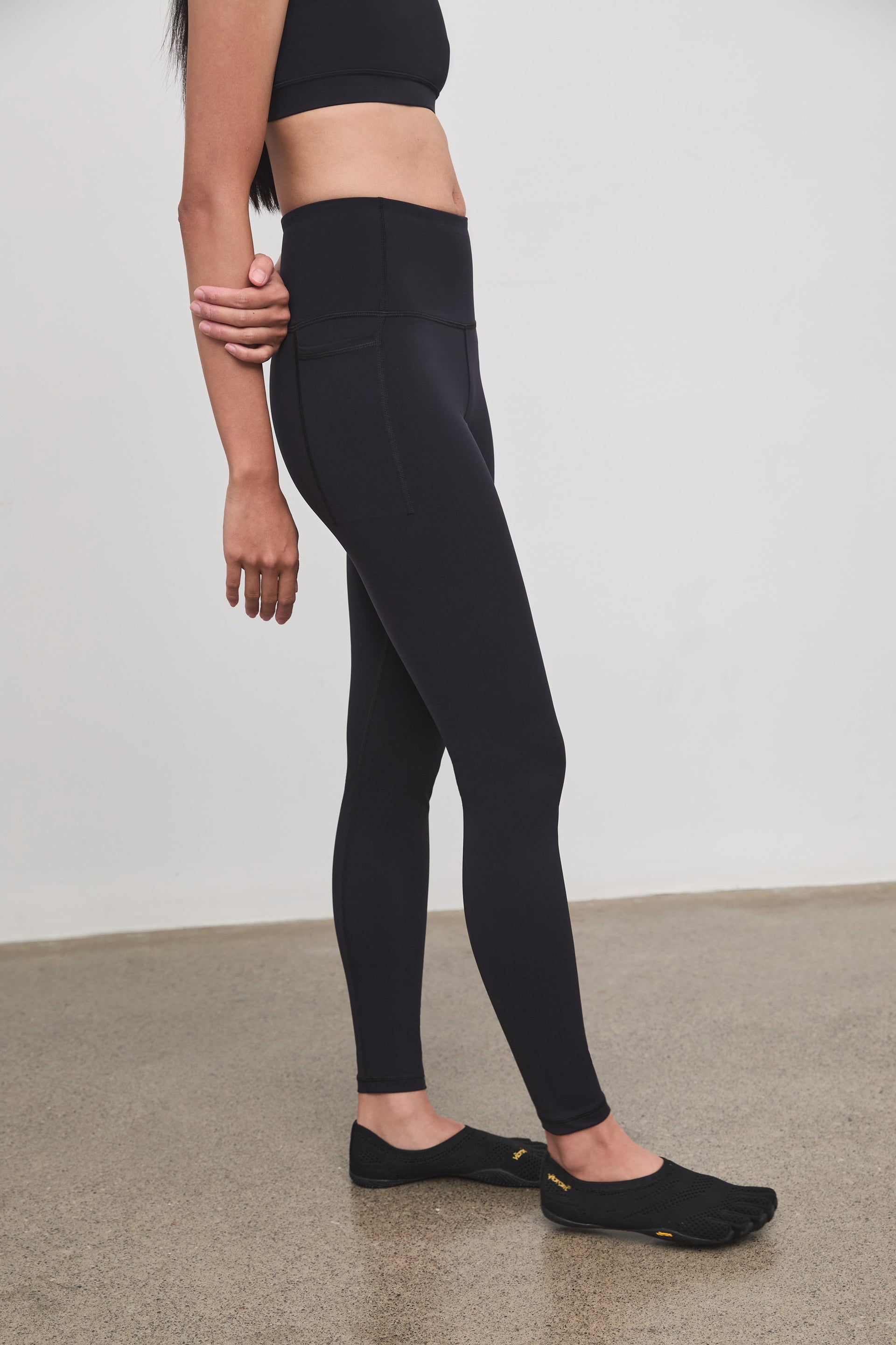 Literary Sport - Issa Womens Full Length Running Tight - Black - Side Detail