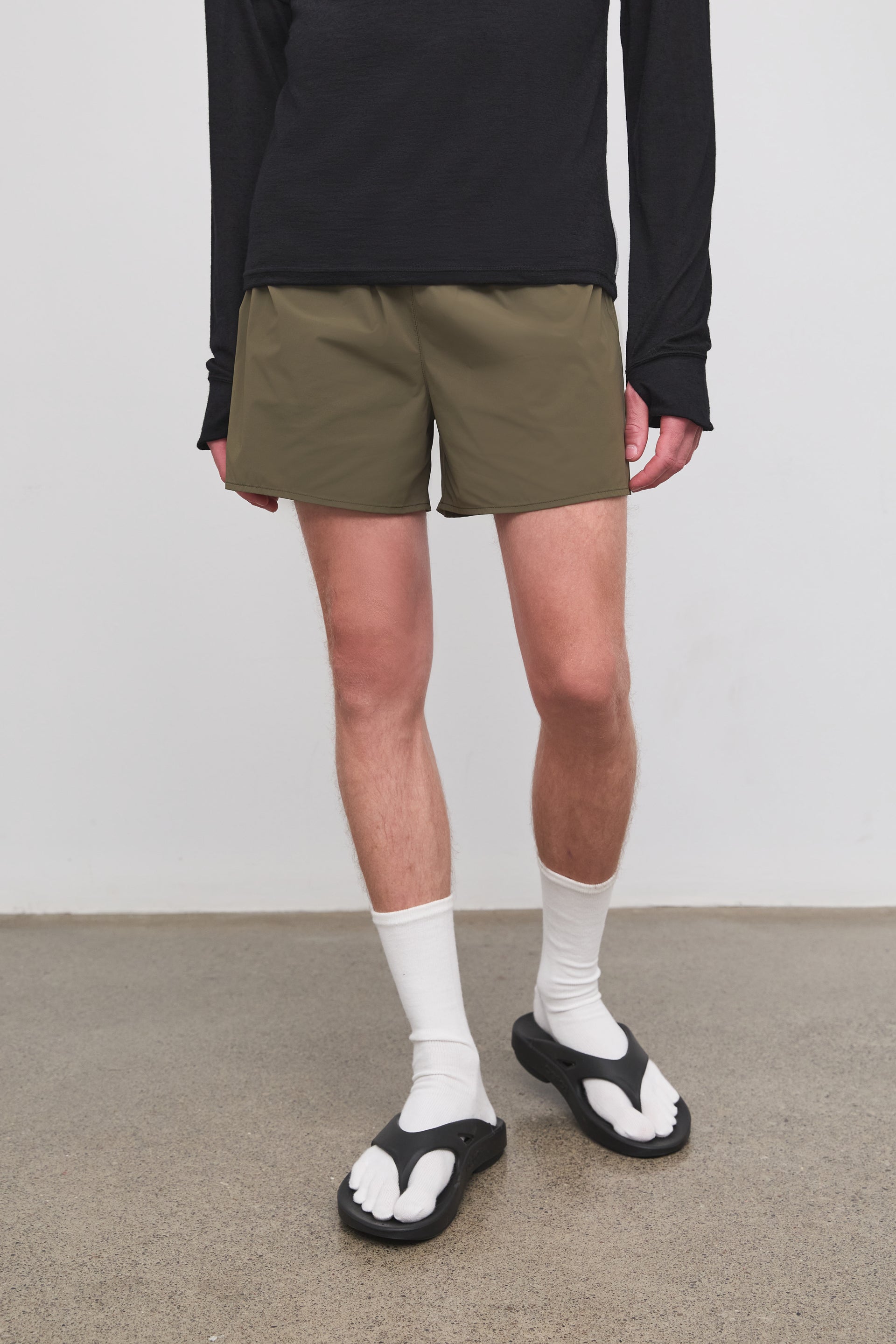 Literary Sport - Marcus Mens Running Short with Brief - Olive Green - Front