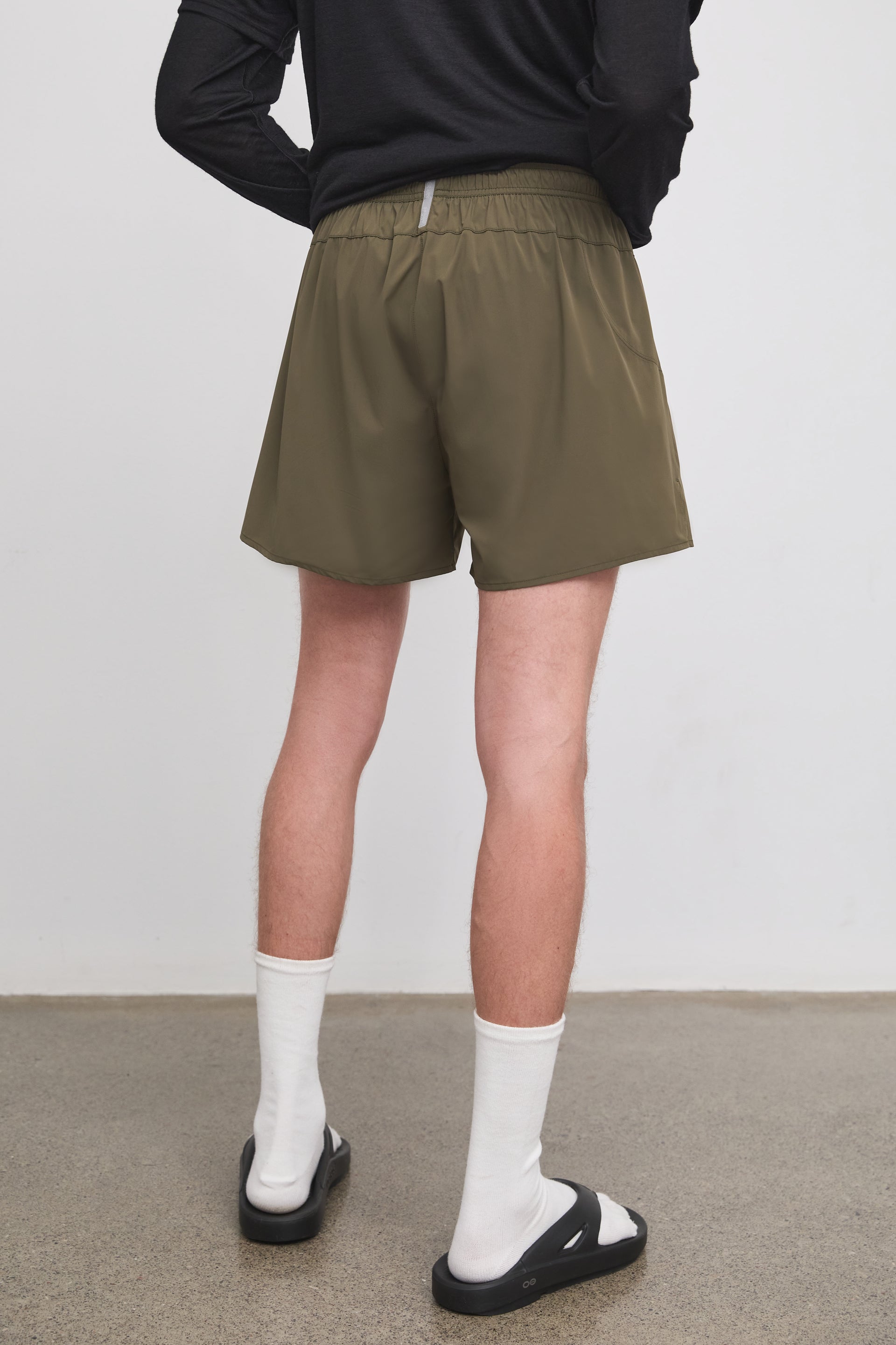 Literary Sport - Marcus Mens Running Short with Brief - Olive Green - Back Detail