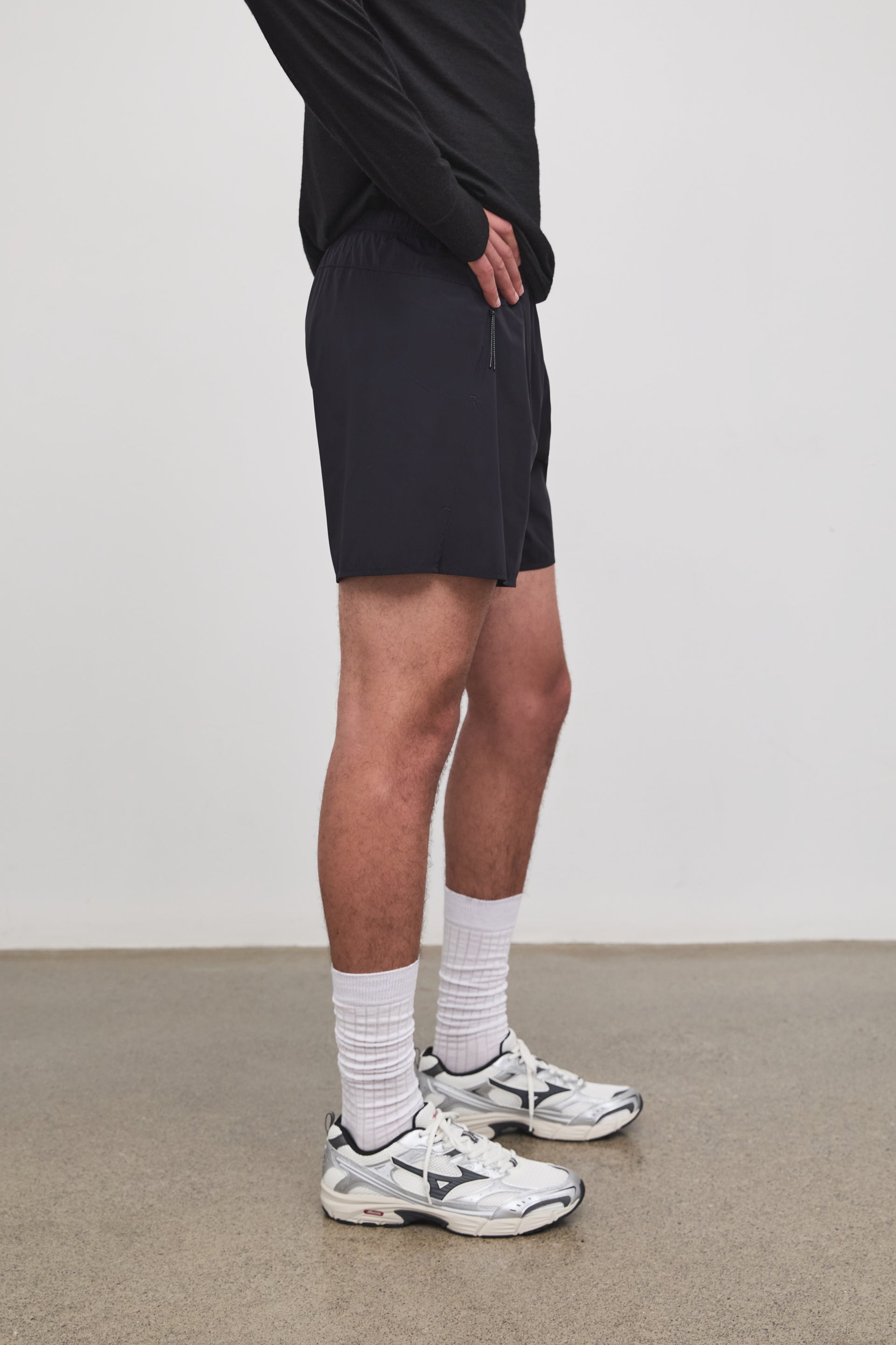 Literary Sport - Marcus Mens Running Short with Brief - Night Dark Navy - Side