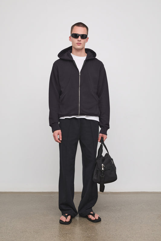 Literary Sport | Nell Mens Zip-Up Hoodie - Washed Black - Front