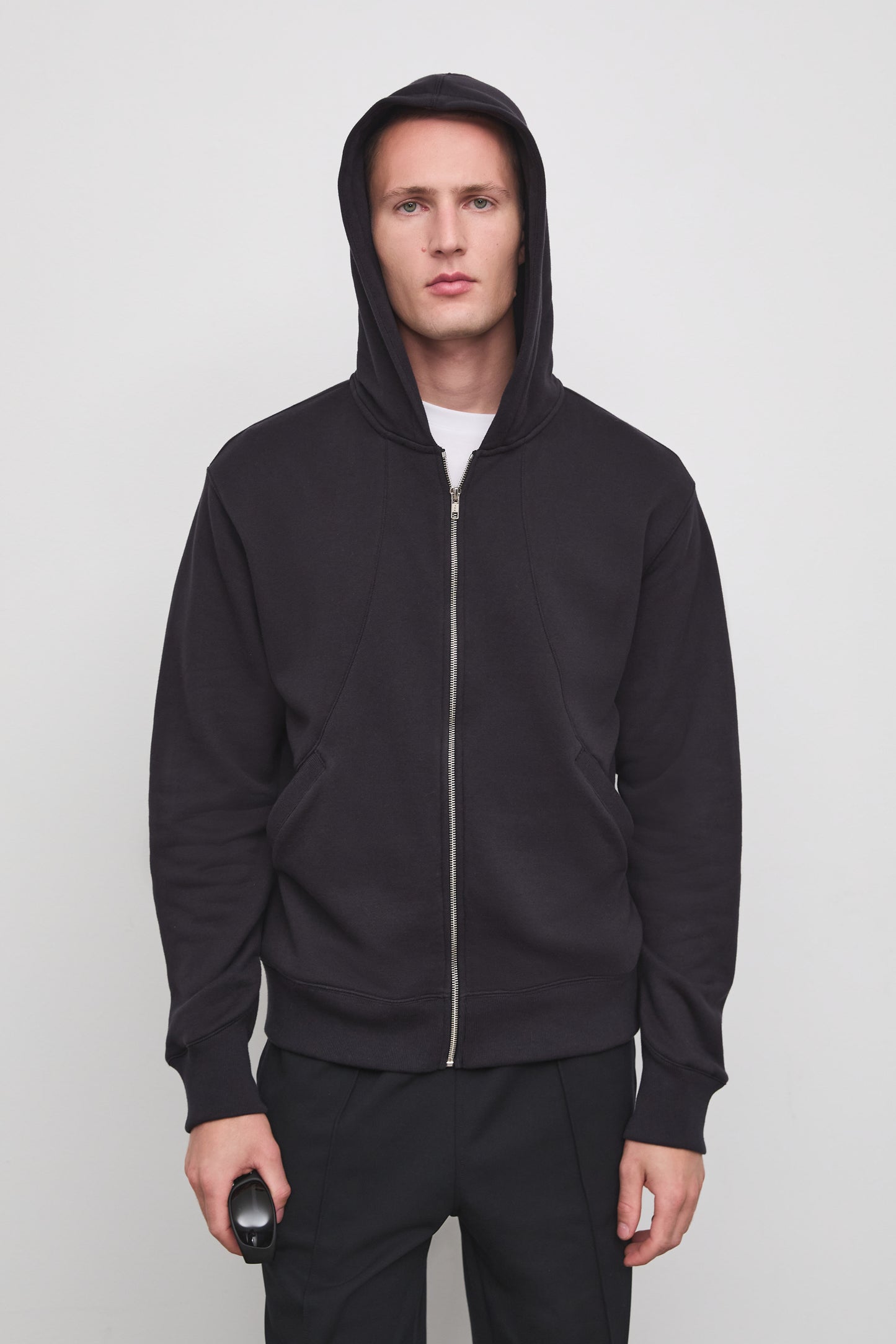 Literary Sport | Nell Mens Zip-Up Hoodie - Washed Black - Front