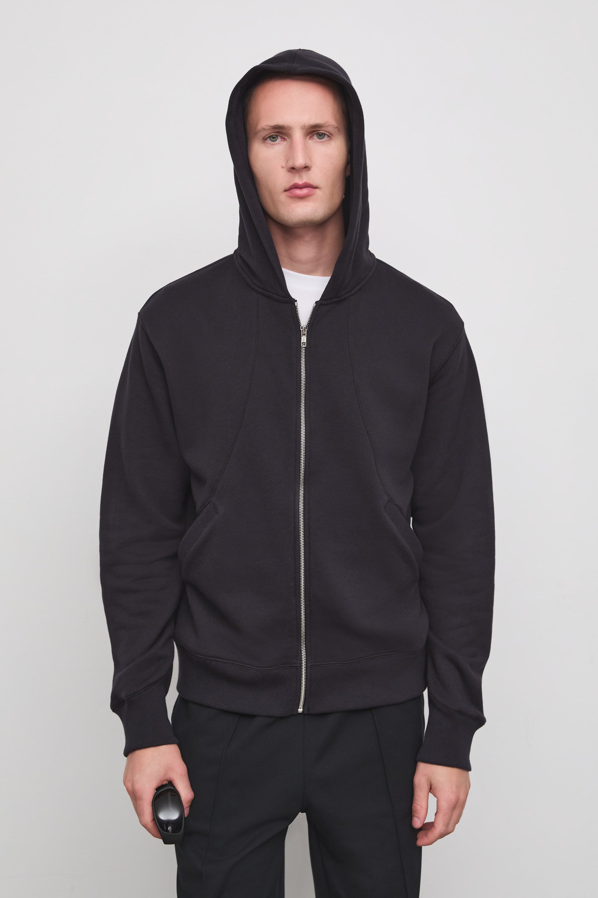Literary Sport | Nell Mens Zip-Up Hoodie - Washed Black - Front