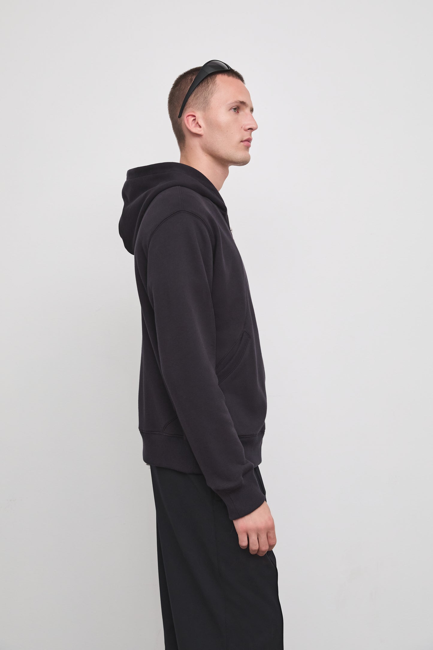 Literary Sport | Nell Mens Zip-Up Hoodie - Washed Black - Side