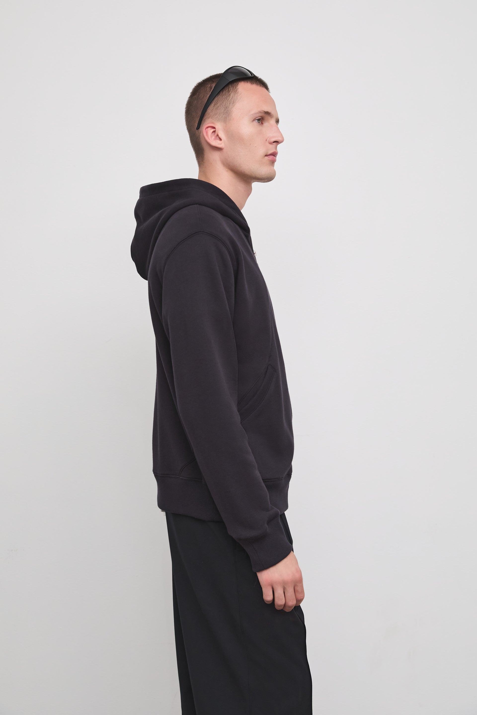 Literary Sport | Nell Mens Zip-Up Hoodie - Washed Black - Side