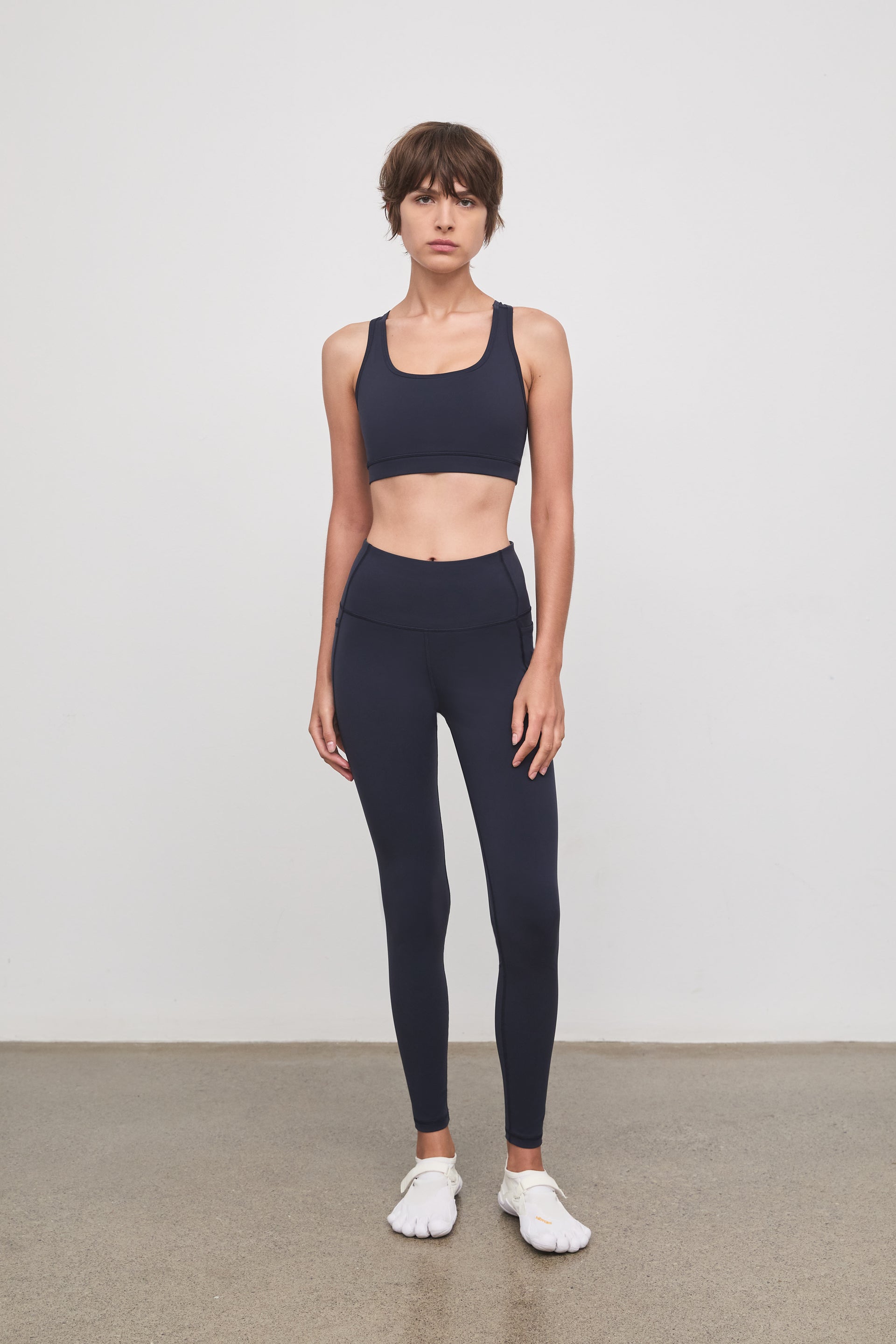 Literary Sport - O'Hara Womens Medium Impact Sports Bra - Washed Navy - Front