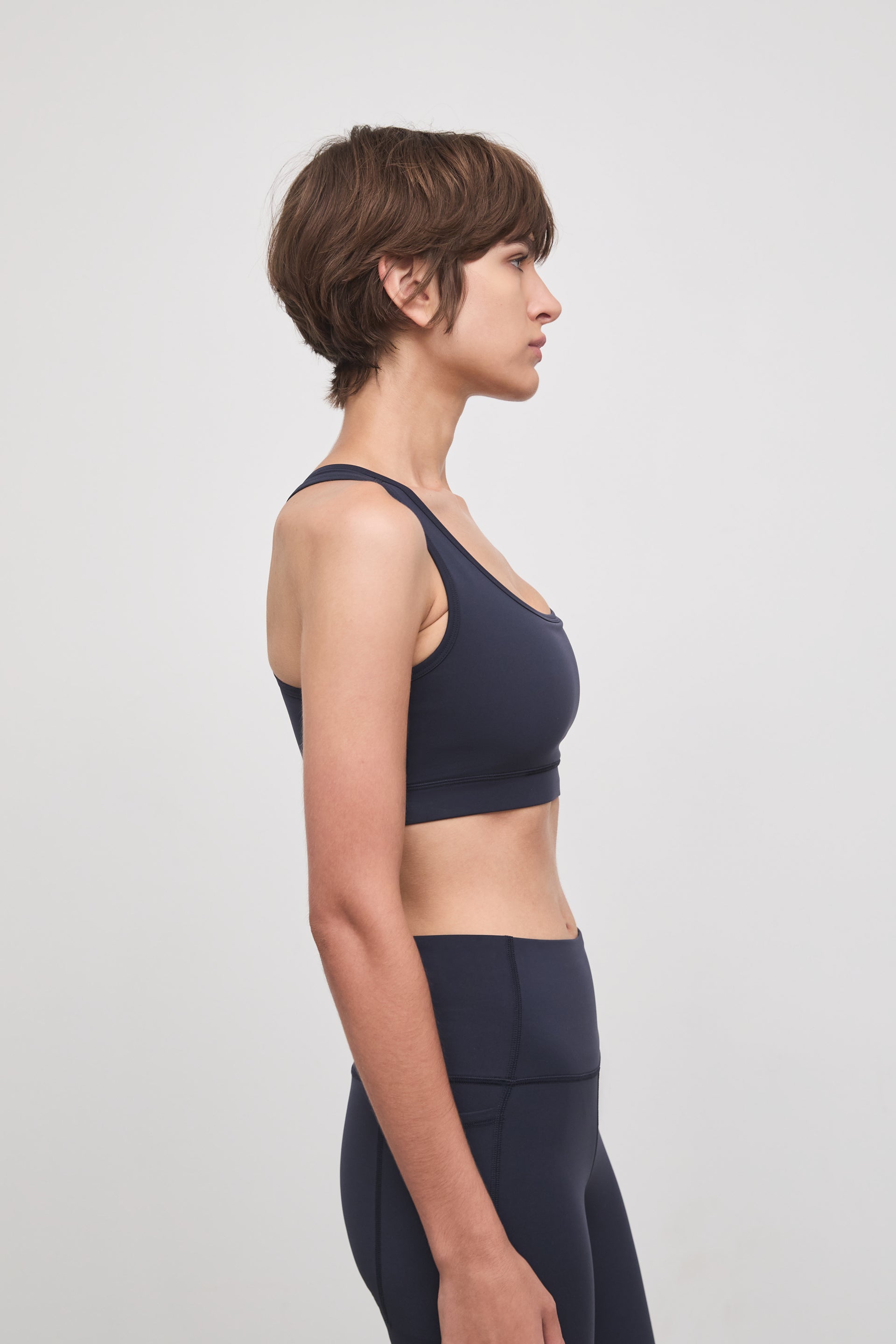 Literary Sport - O'Hara Womens Medium Impact Sports Bra - Washed Navy - Side