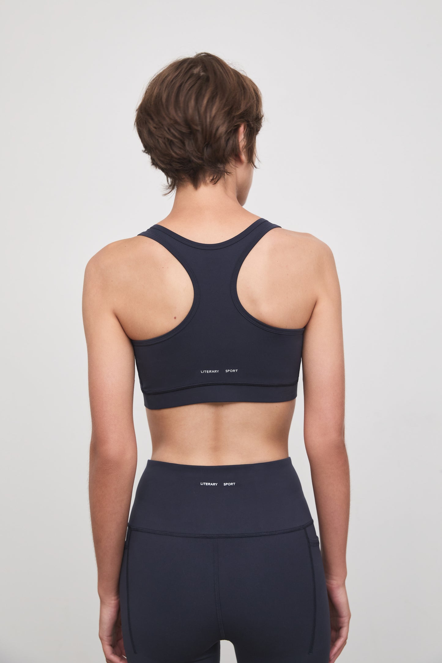 Literary Sport - O'Hara Womens Medium Impact Sports Bra - Washed Navy - Back