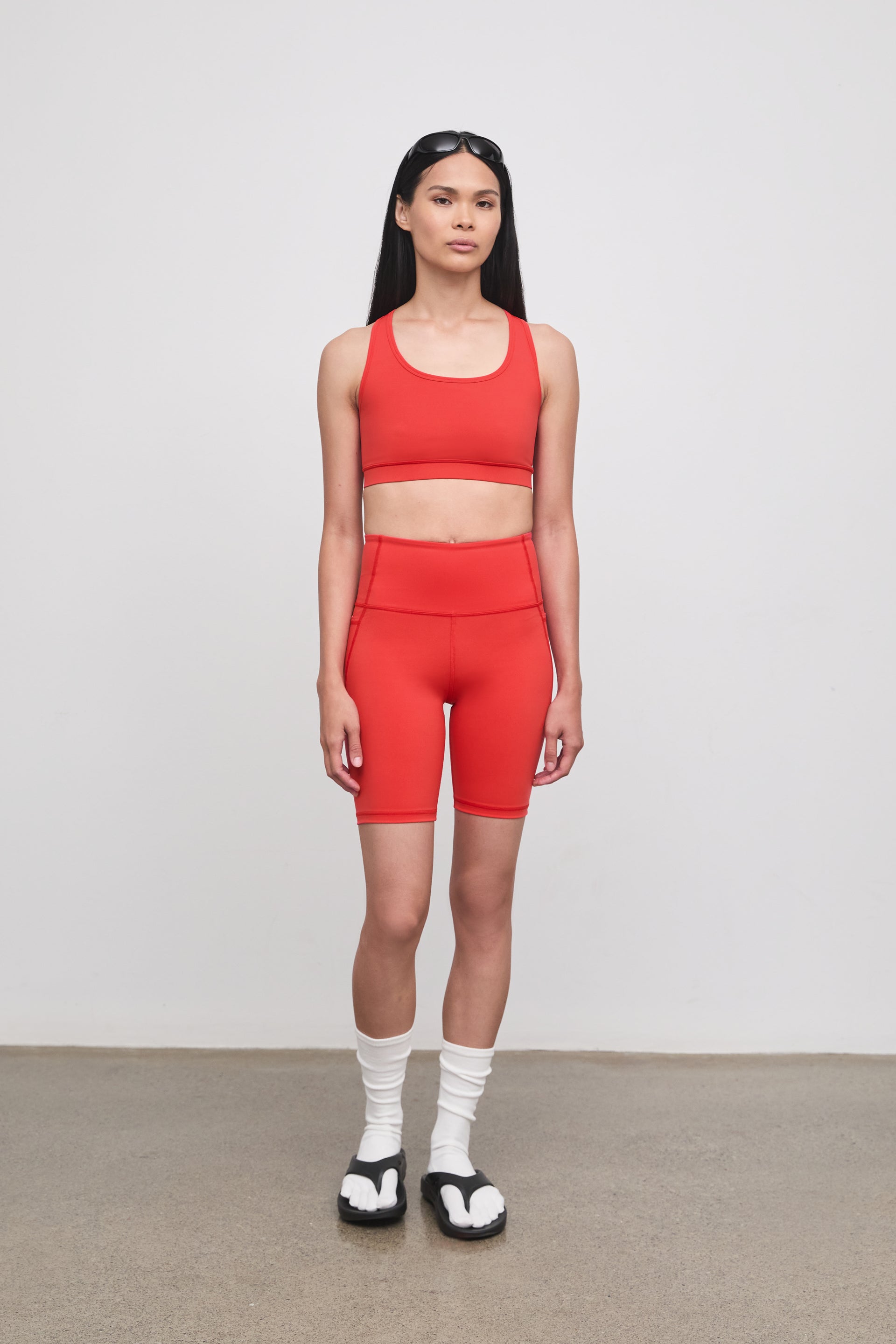 Literary Sport - O'Hara Womens Medium Impact Sports Bra - Scarlet Bright Red - Front