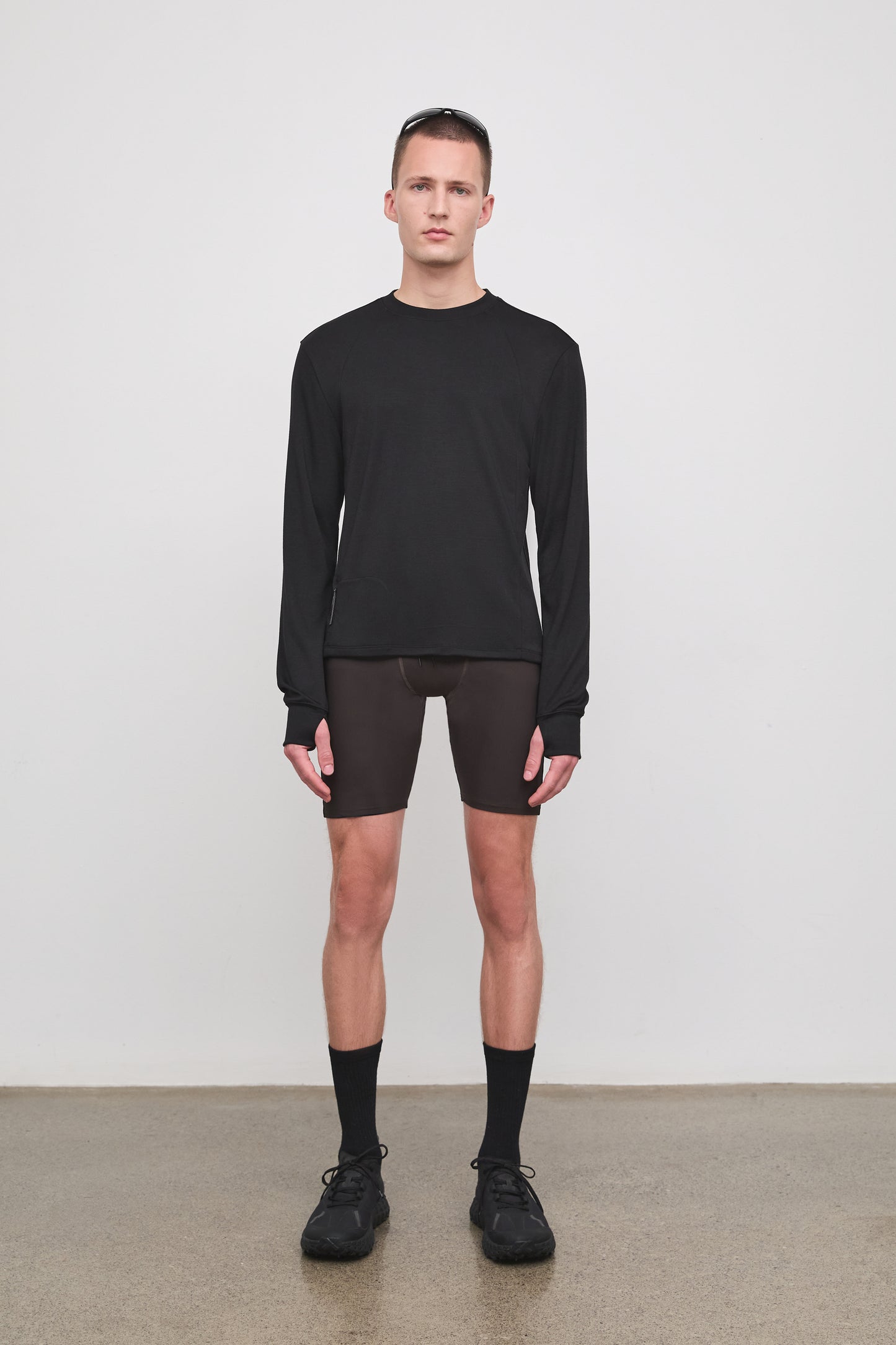 Literary Sport - Whit Mens Long Sleeve COOLMAX® Running T-Shirt - Black - Front