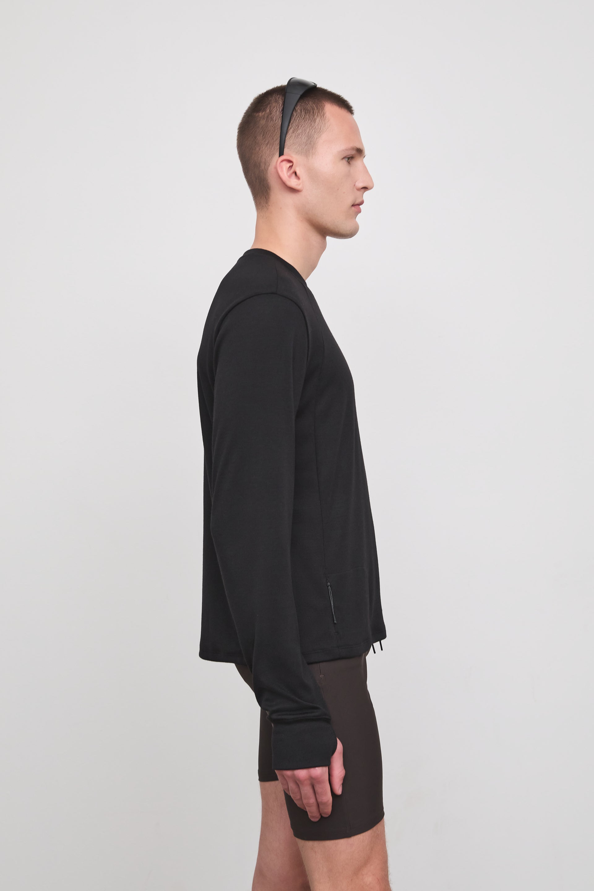 Literary Sport - Whit Mens Long Sleeve COOLMAX® Running T-Shirt - Black - Side