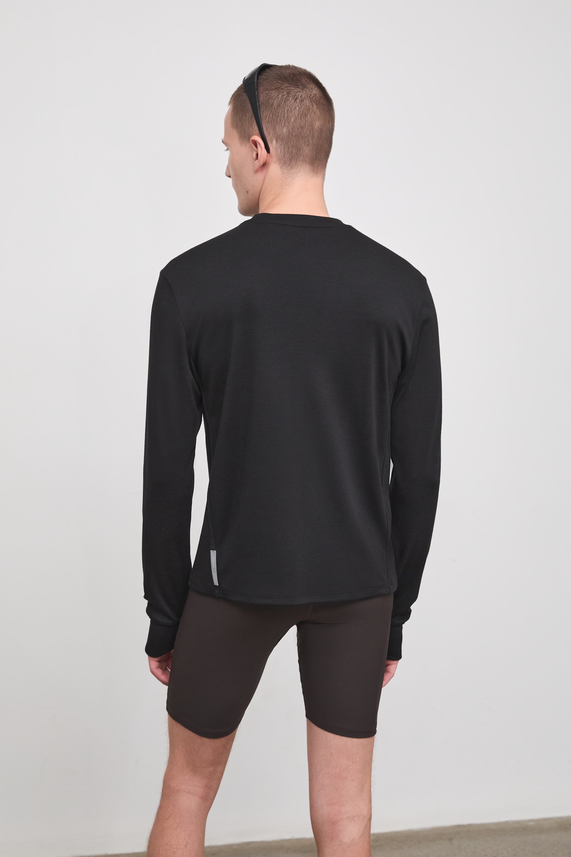 Literary Sport - Whit Mens Long Sleeve COOLMAX® Running T-Shirt - Black - Back