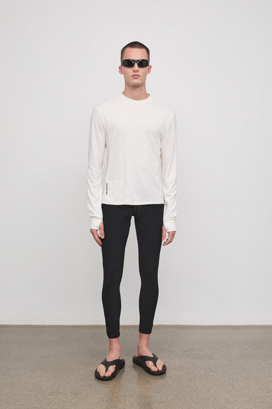 Literary Sport - Whit Mens Long Sleeve COOLMAX® Running T-Shirt - Bone Off-White - Front