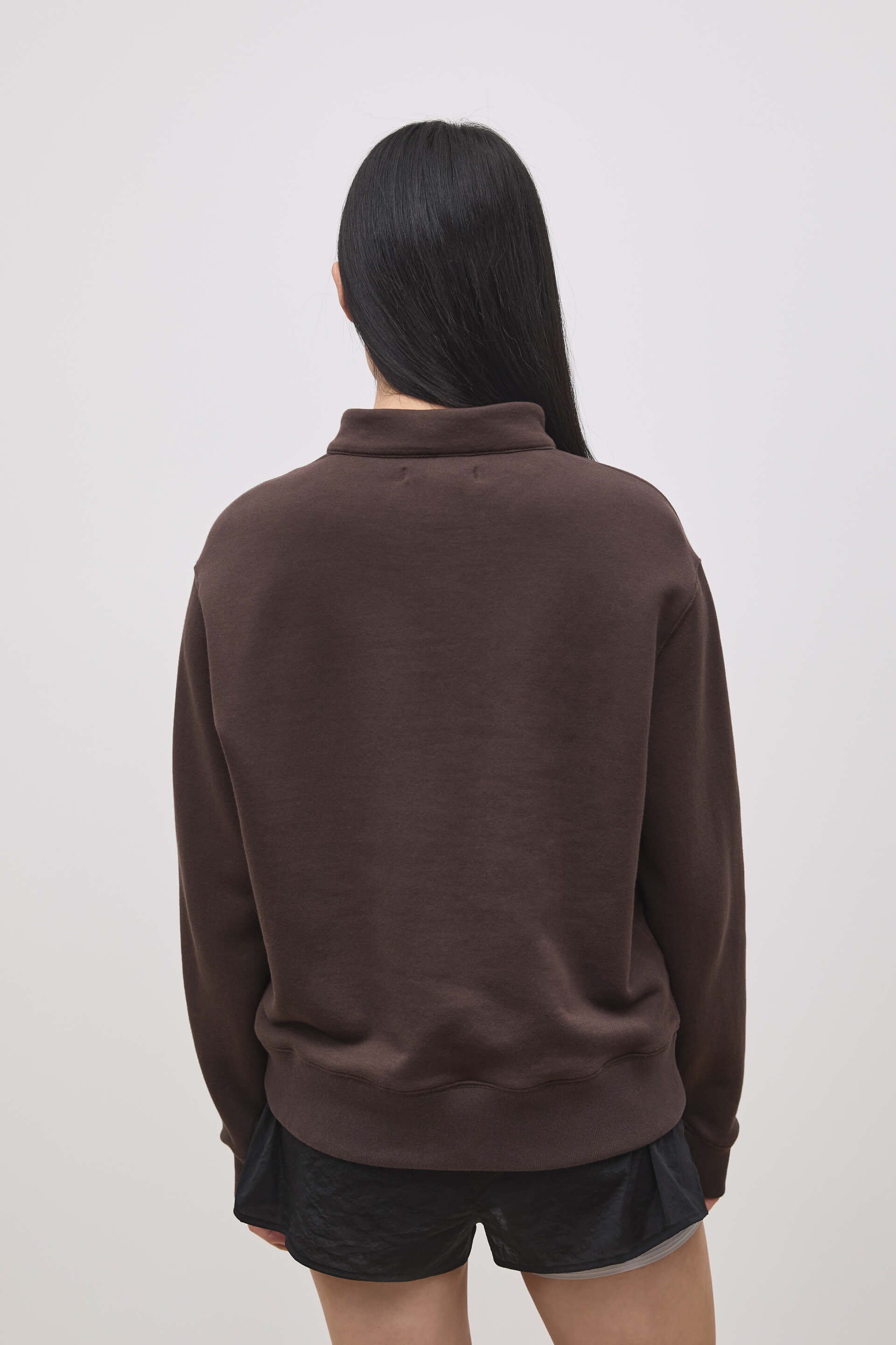 Literary Sport | Jane Womens Long Sleeve Quarter Zip Sweatshirt - Ash Dark Brown