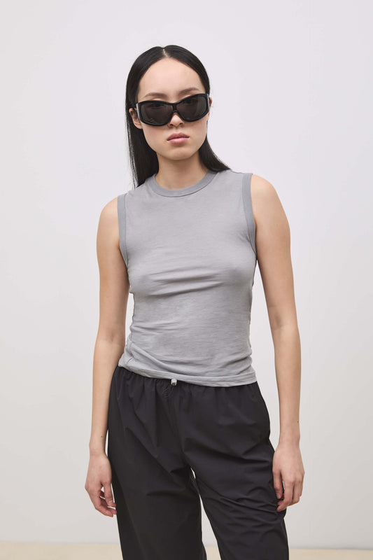 Literary Sport | Joan Womens Twist Fitted Tank Top - Steel Silver Grey