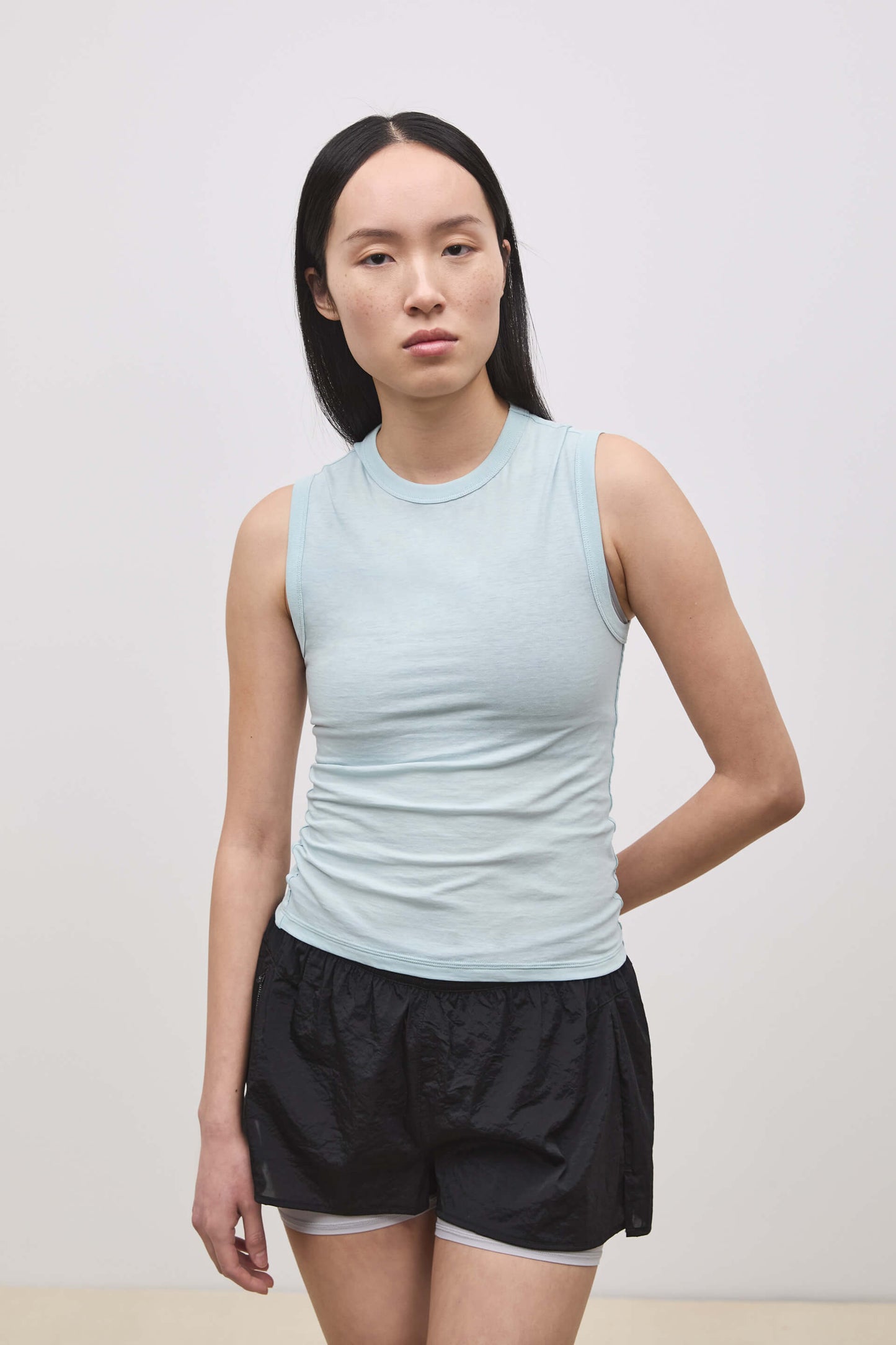 Literary Sport | Joan Womens Twist Fitted Tank Top - Mist Light Blue