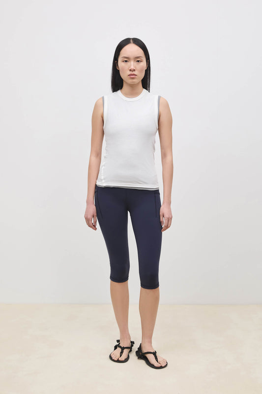 Literary Sport | Lena Womens Capri Length Running Tight - Washed Navy