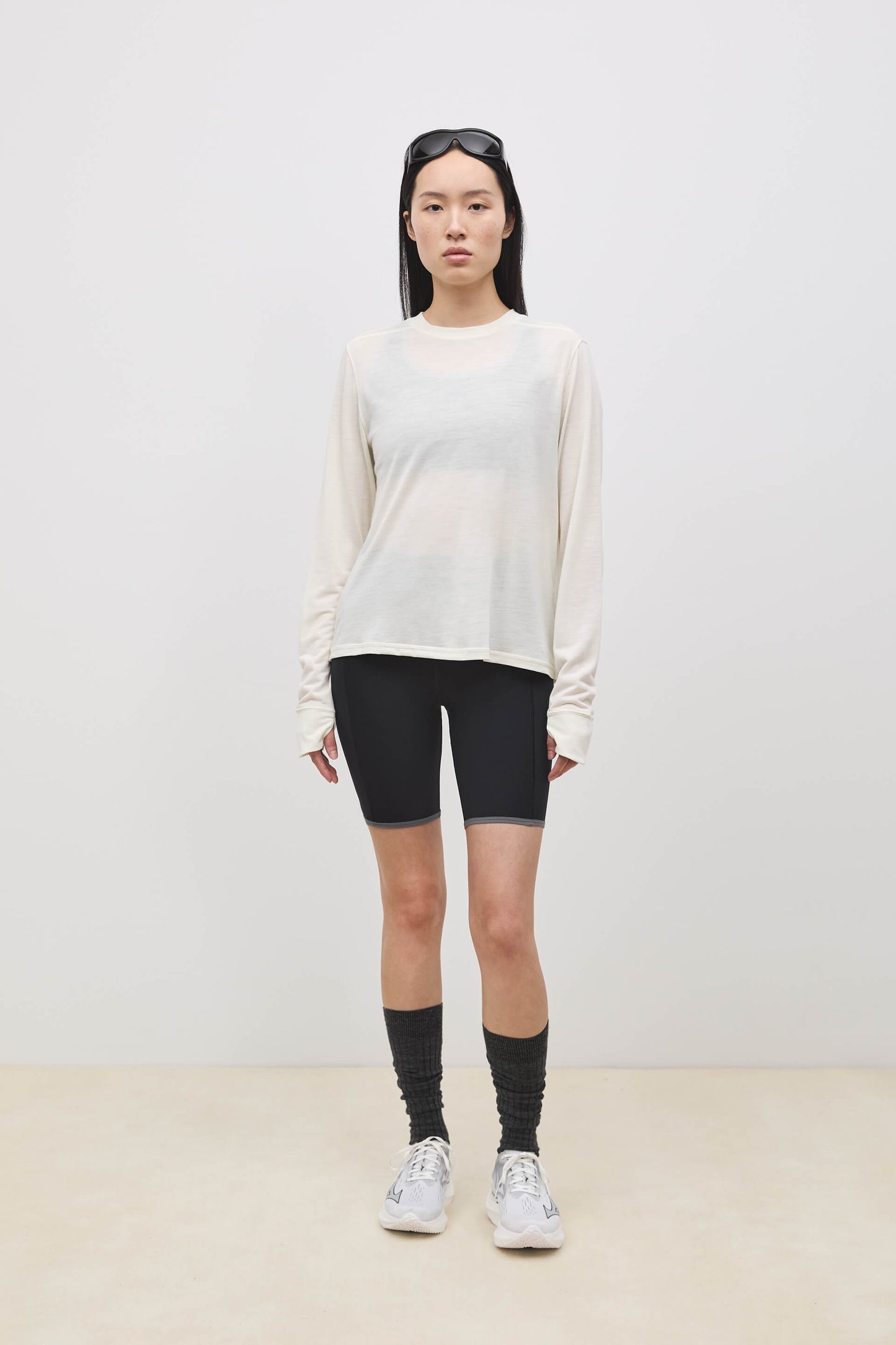 Literary Sport | Joy Womens Long Sleeve Running T-Shirt - Natural White