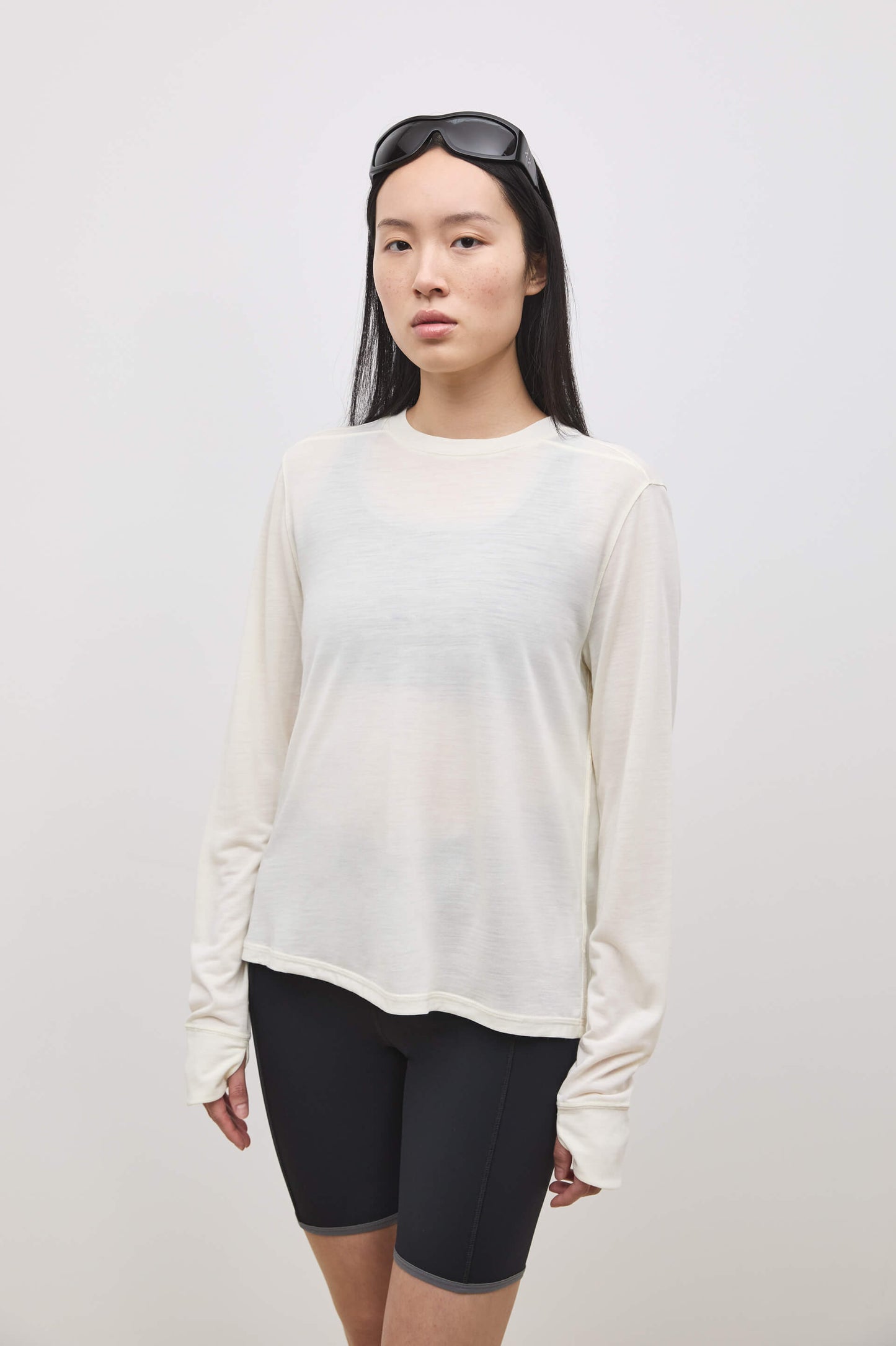 Literary Sport | Joy Womens Long Sleeve Running T-Shirt - Natural White