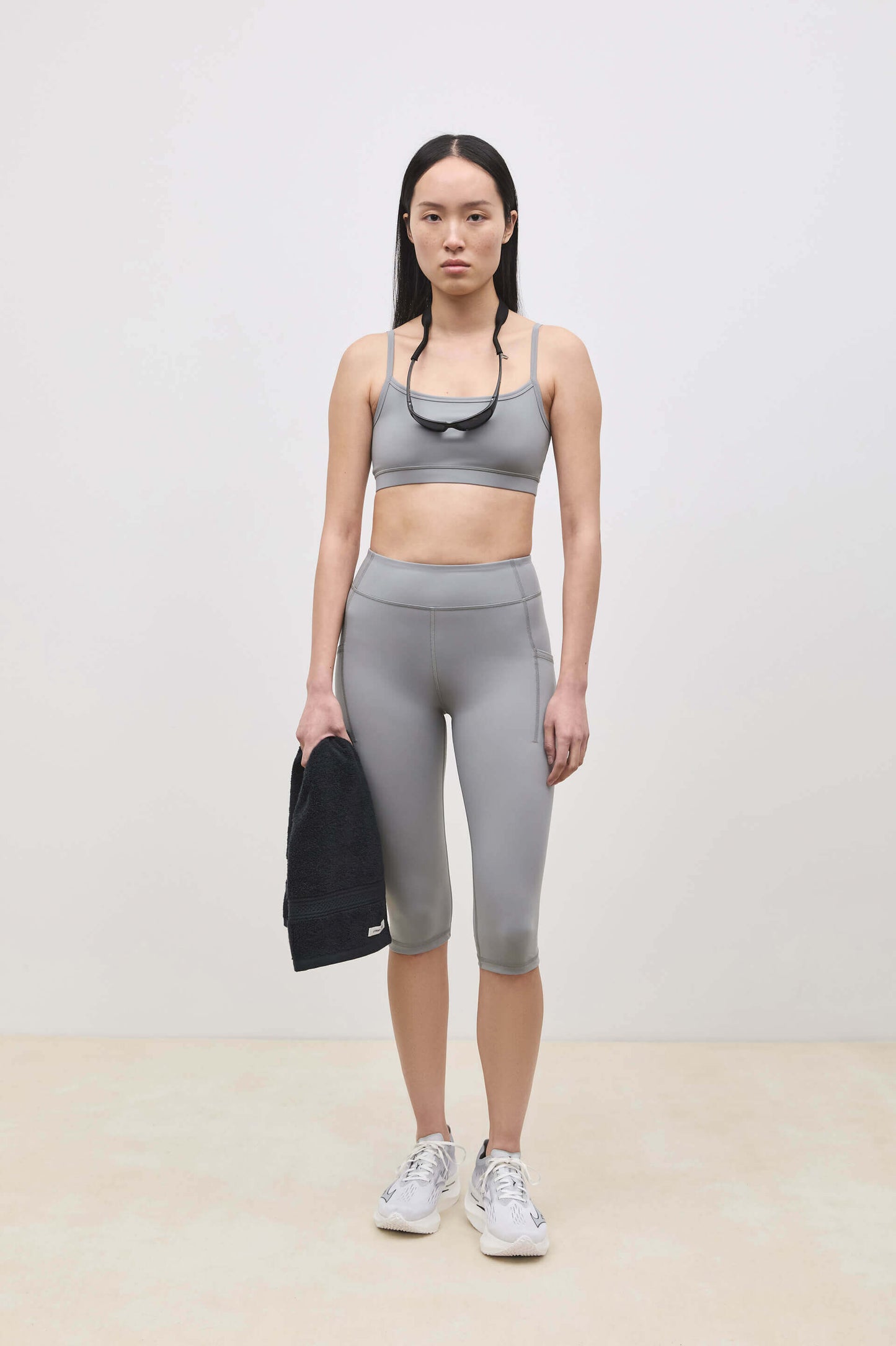 Literary Sport | Lena Womens Capri Length Running Tight - Steel Silver Grey