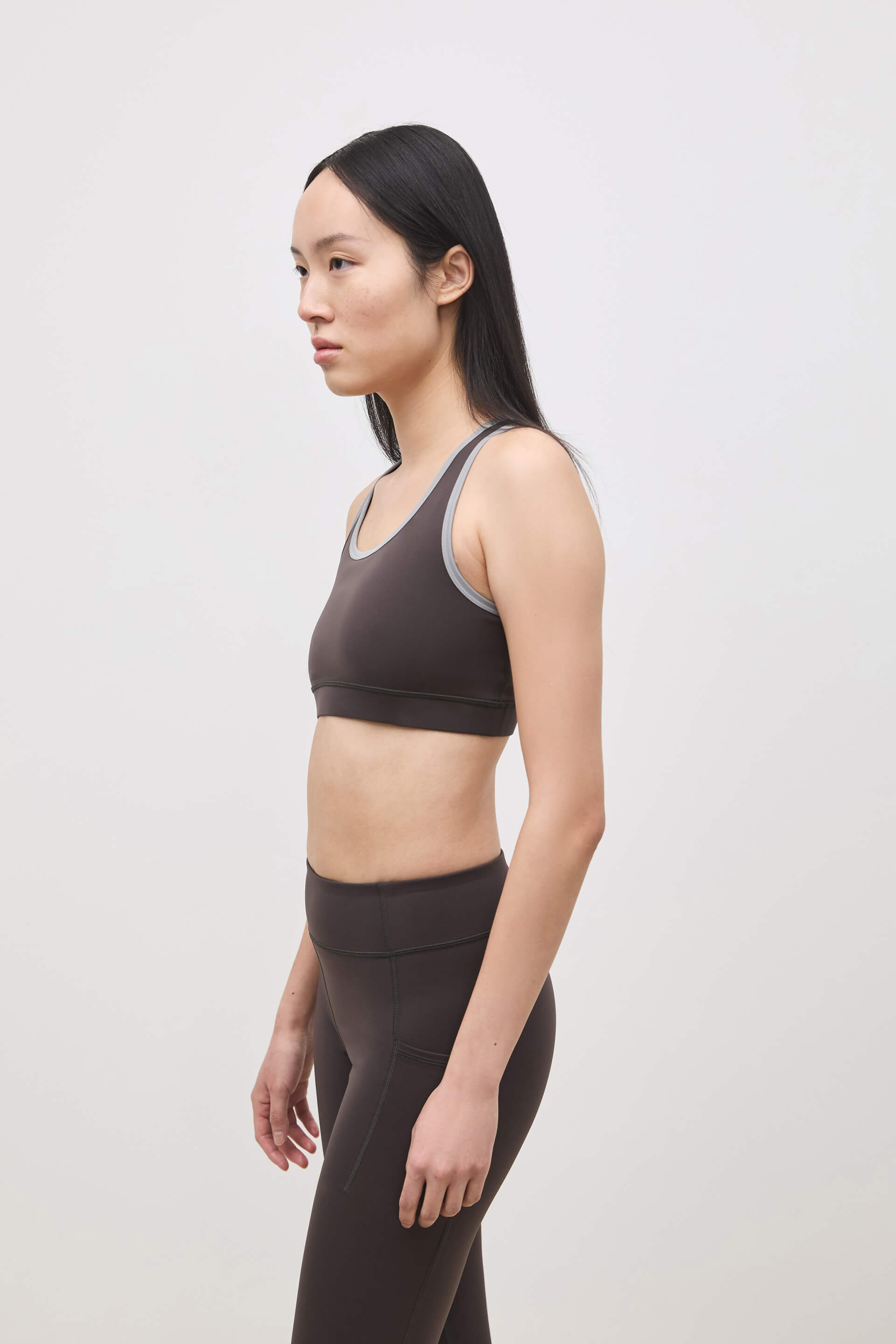 Literary Sport - O'Hara Womens Medium Impact Sports Bra - Ash Dark Brown & Steel