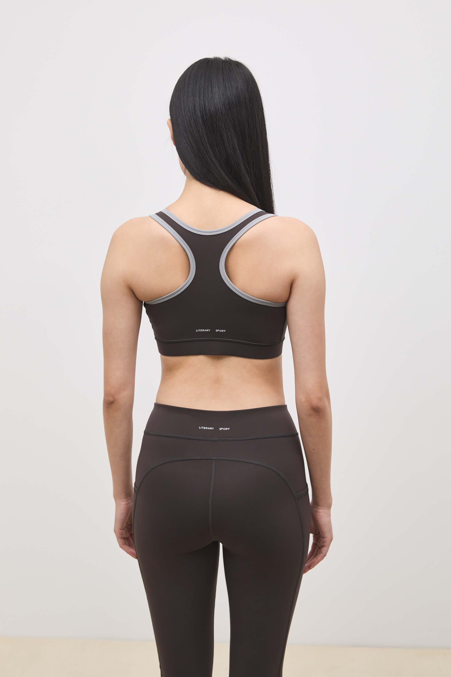 Literary Sport - O'Hara Womens Medium Impact Sports Bra - Ash Dark Brown & Steel