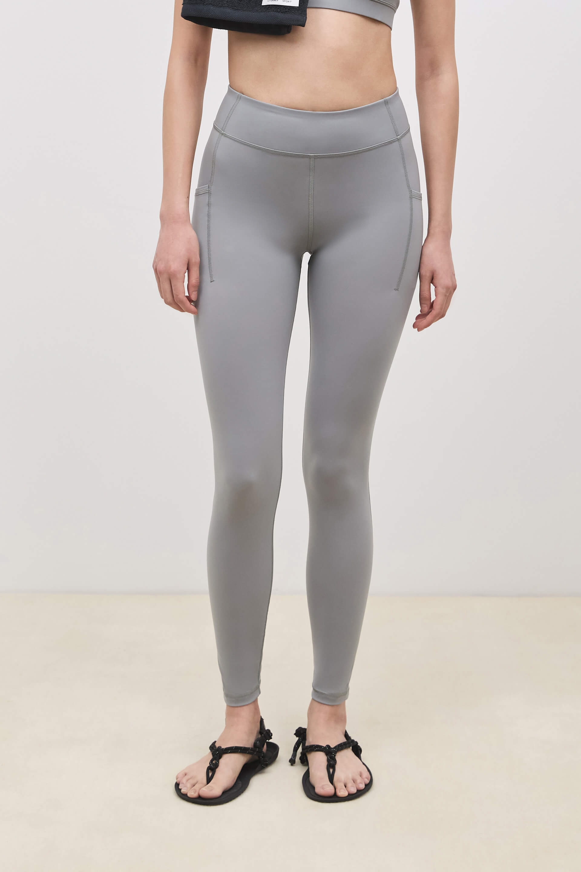Literary Sport | Emma Womens Full Length Running Tight - Steel Silver Grey