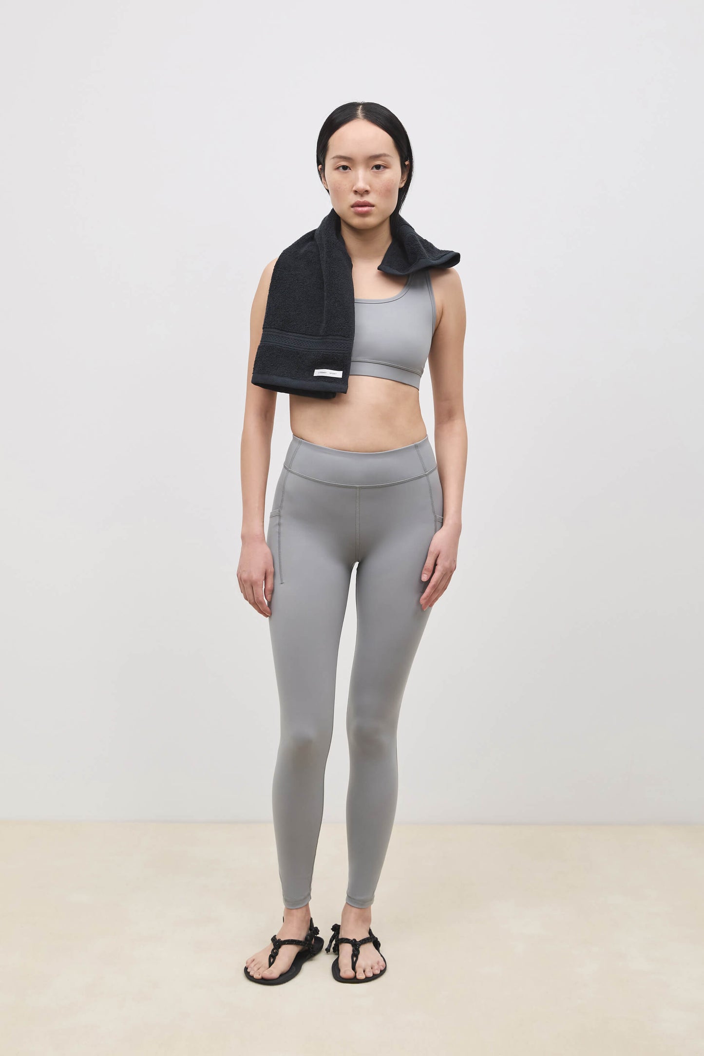 Literary Sport | Emma Womens Full Length Running Tight - Steel Silver Grey