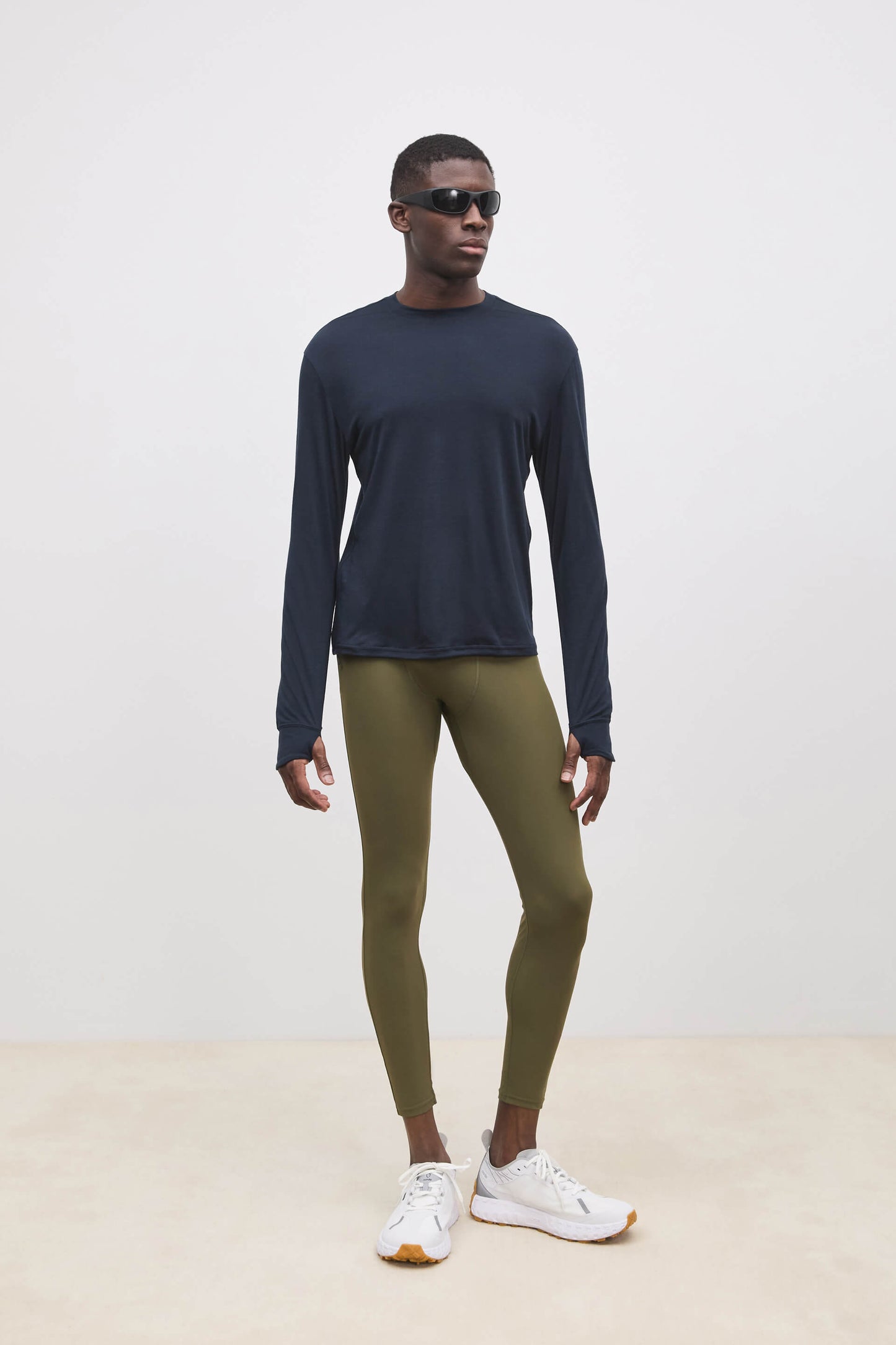 Literary Sport | Frank Mens Long Sleeve Running T-Shirt - Night Dark Navy Blue
