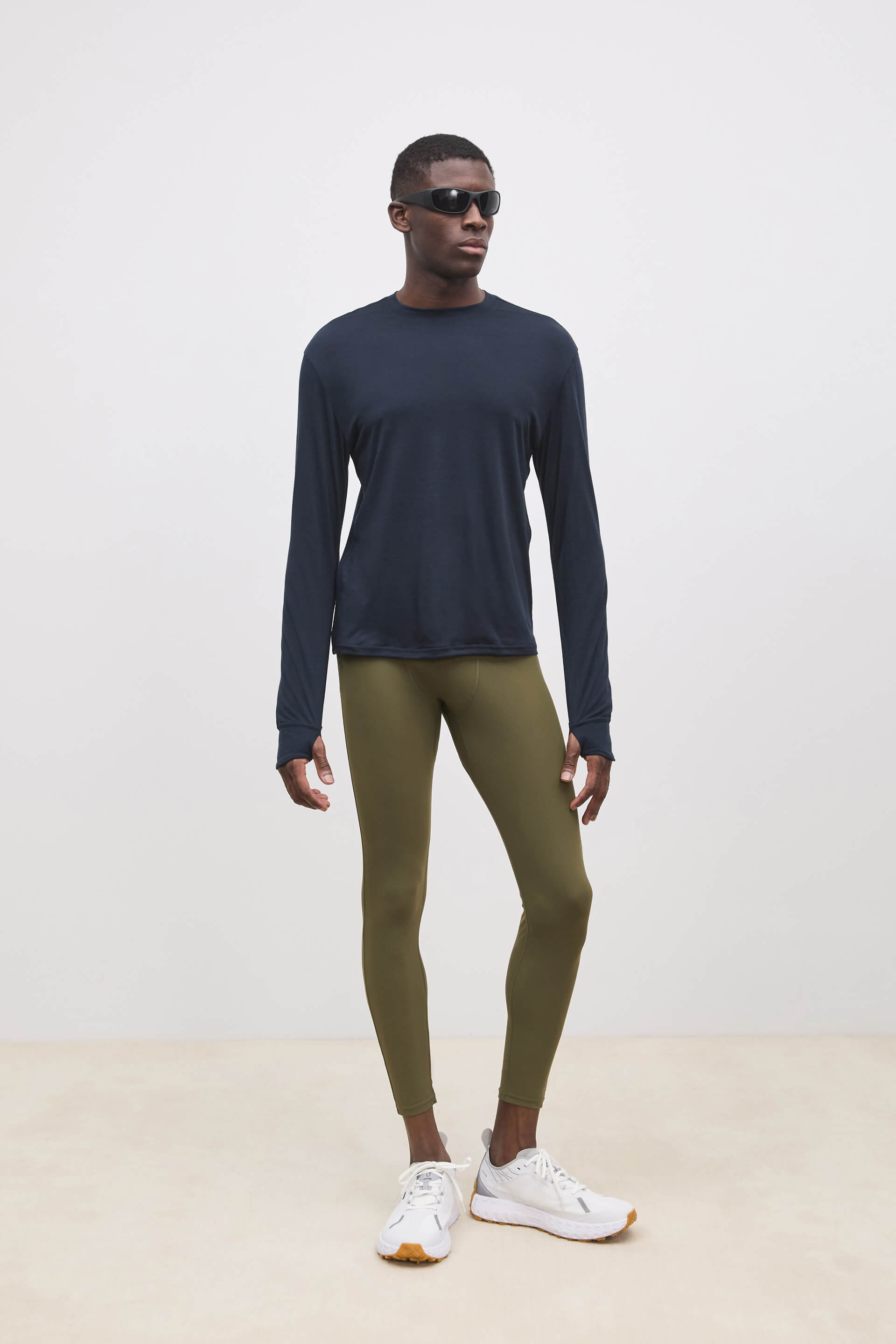 Literary Sport | Frank Mens Long Sleeve Running T-Shirt - Night Dark Navy Blue