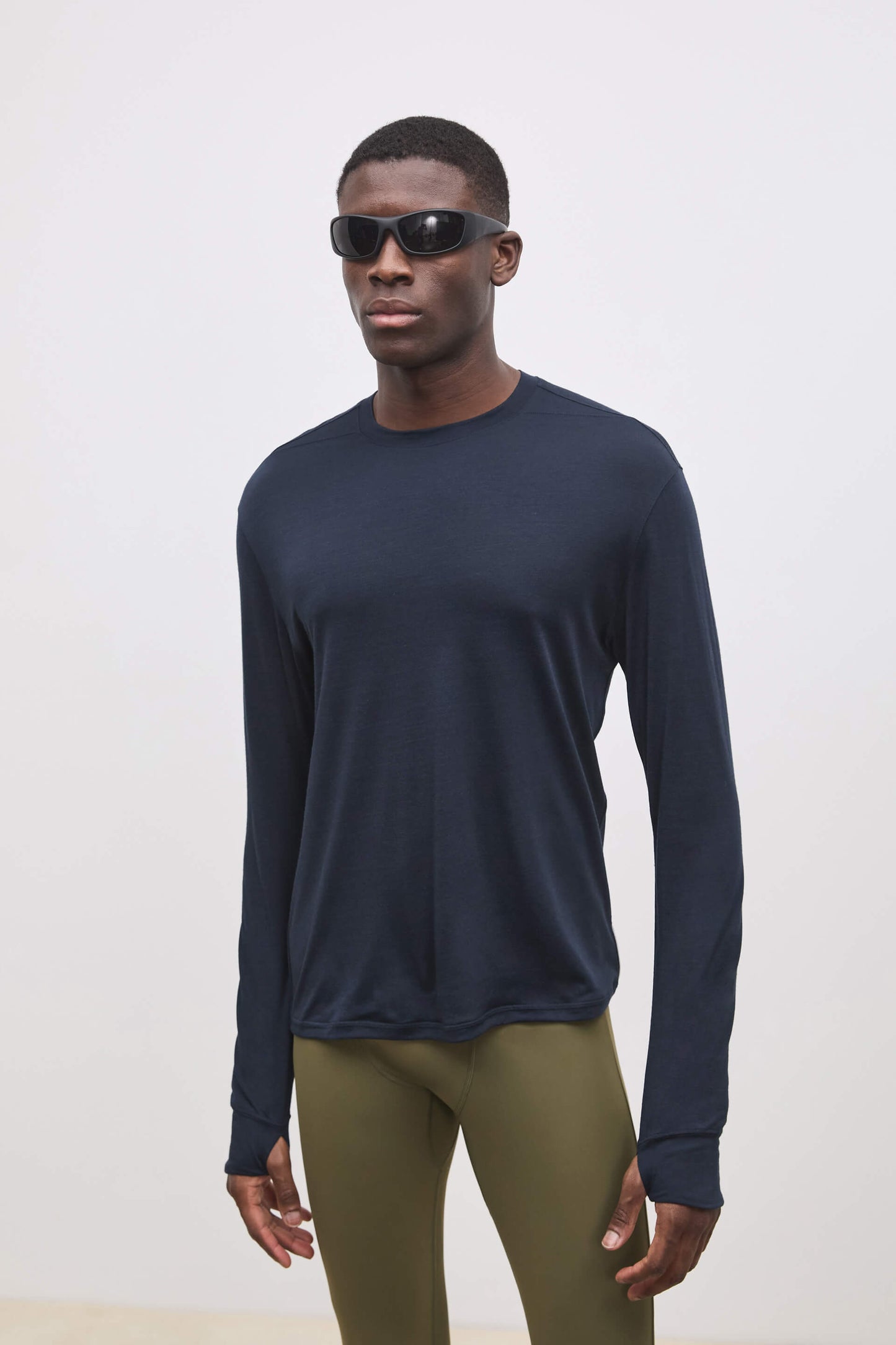 Literary Sport | Frank Mens Long Sleeve Running T-Shirt - Night Dark Navy Blue