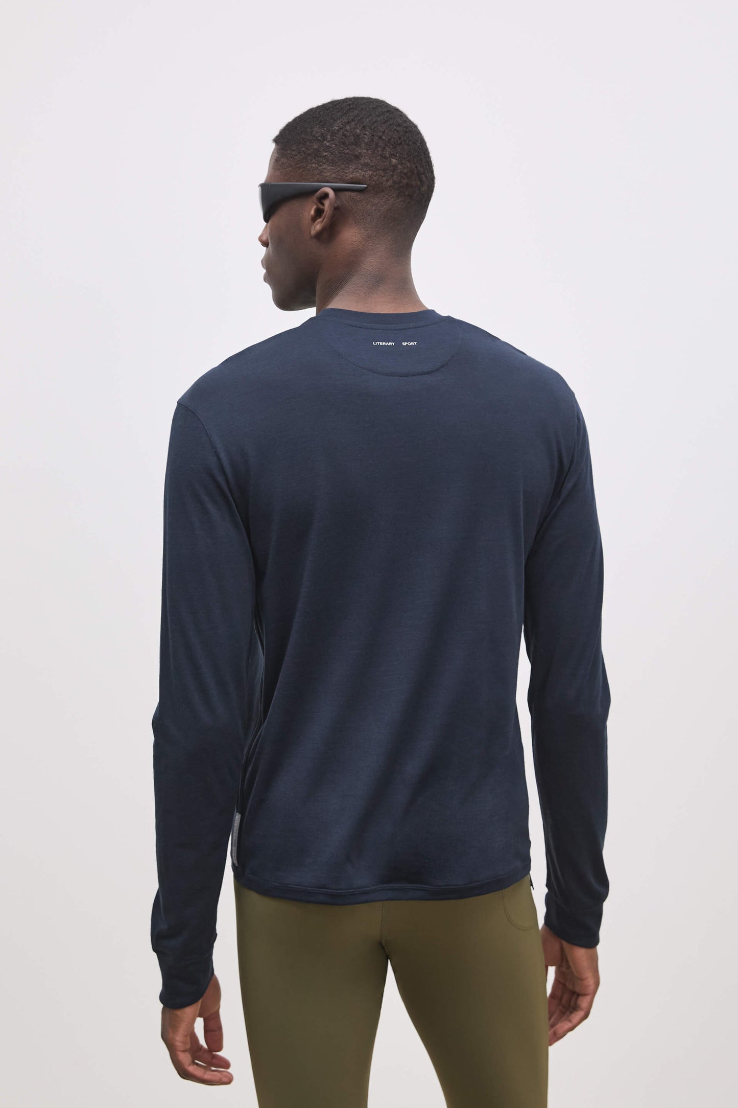 Literary Sport | Frank Mens Long Sleeve Running T-Shirt - Night Dark Navy Blue