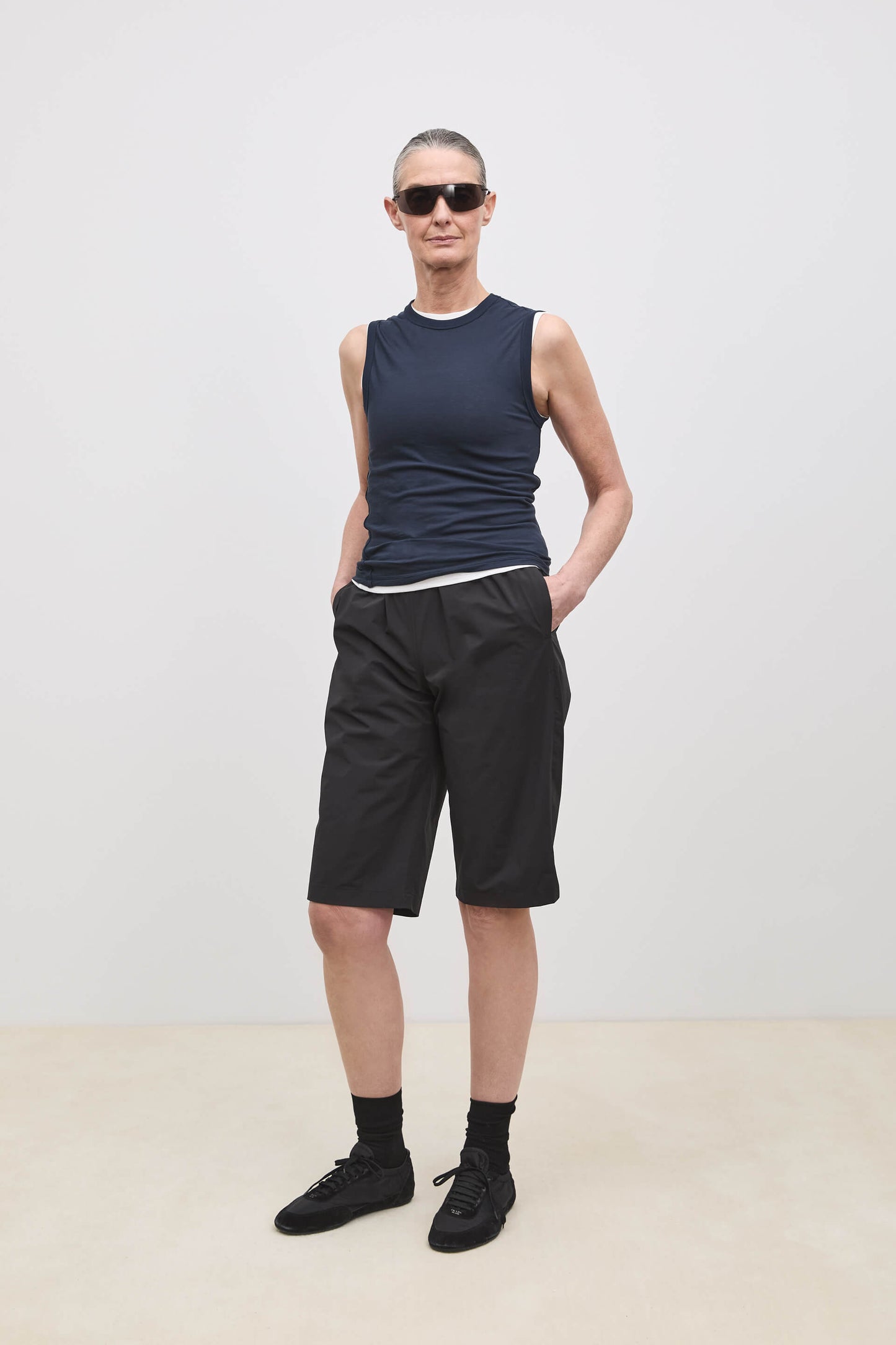 Literary Sport | Joan Womens Twist Fitted Tank Top - Night Dark Navy
