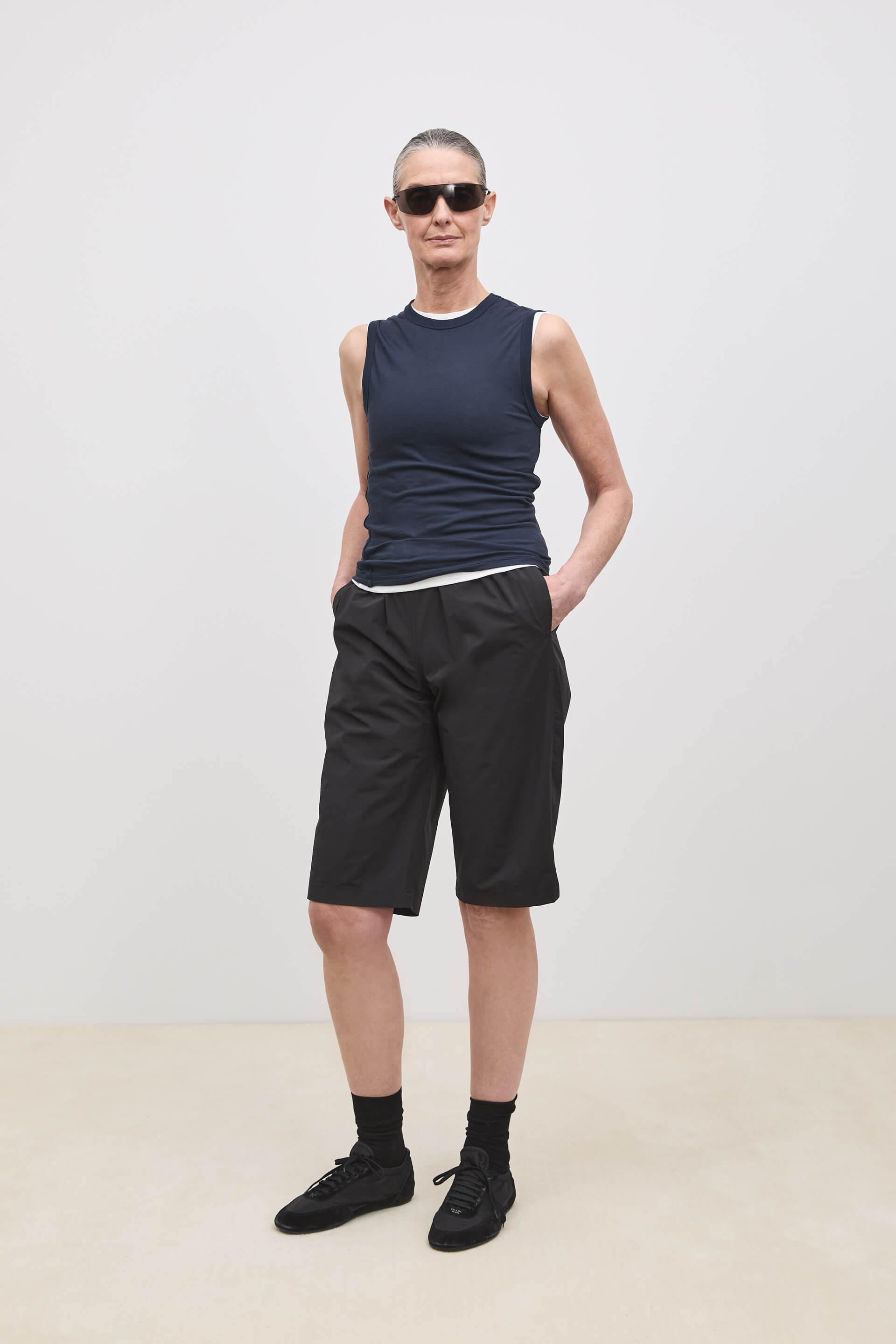Literary Sport | Joan Womens Twist Fitted Tank Top - Night Dark Navy