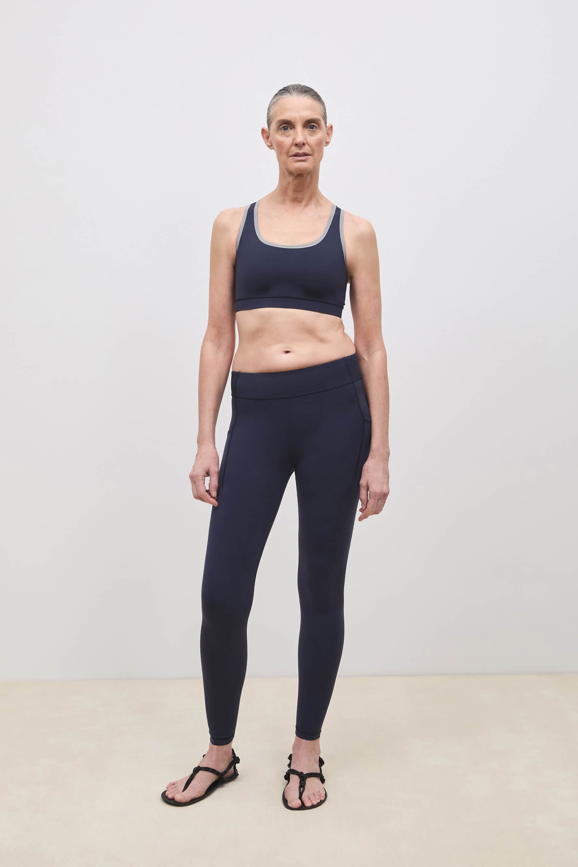 Literary Sport - O'Hara Womens Medium Impact Sports Bra - Washed Navy & Steel