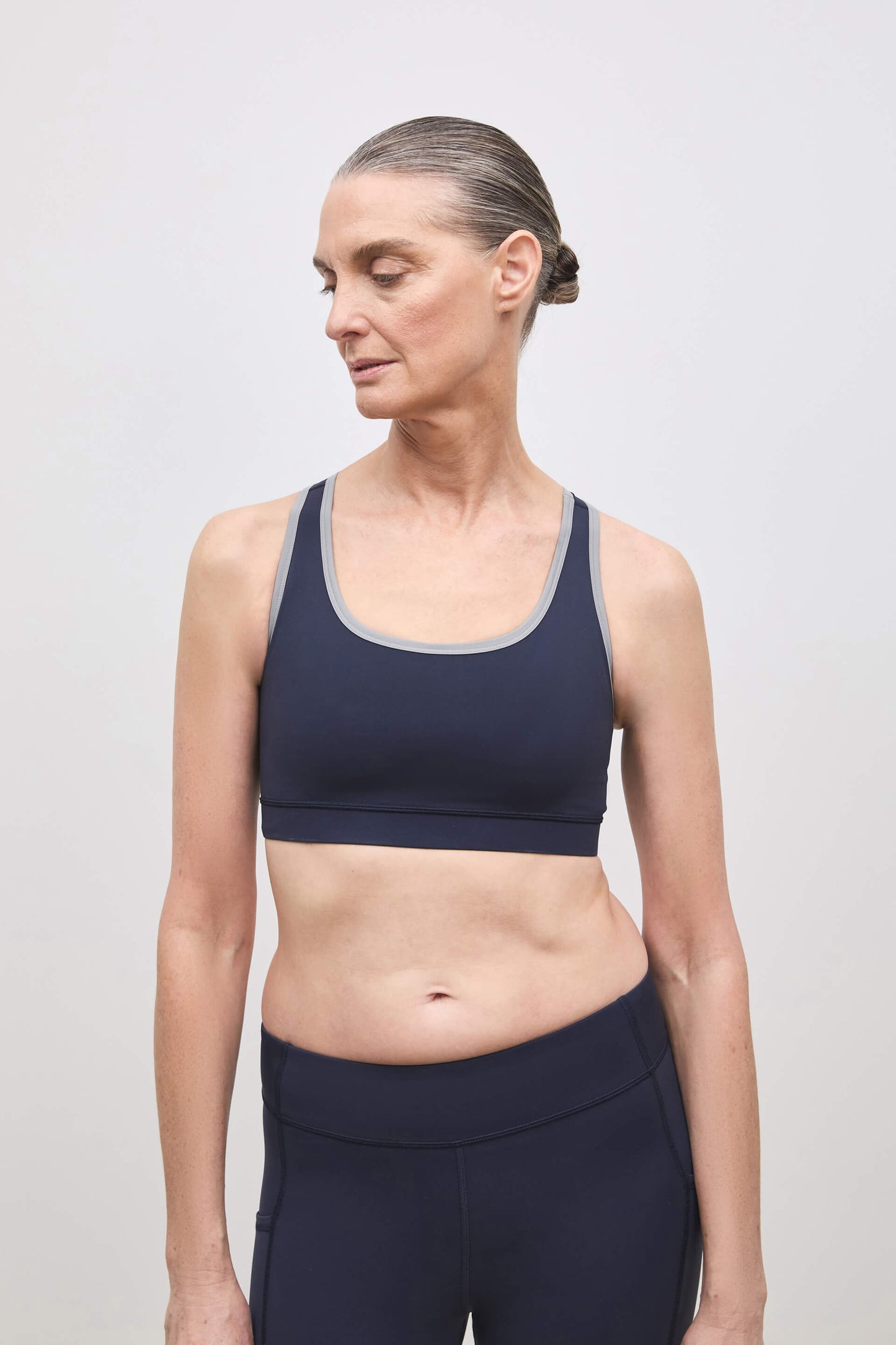 Literary Sport - O'Hara Womens Medium Impact Sports Bra - Washed Navy & Steel
