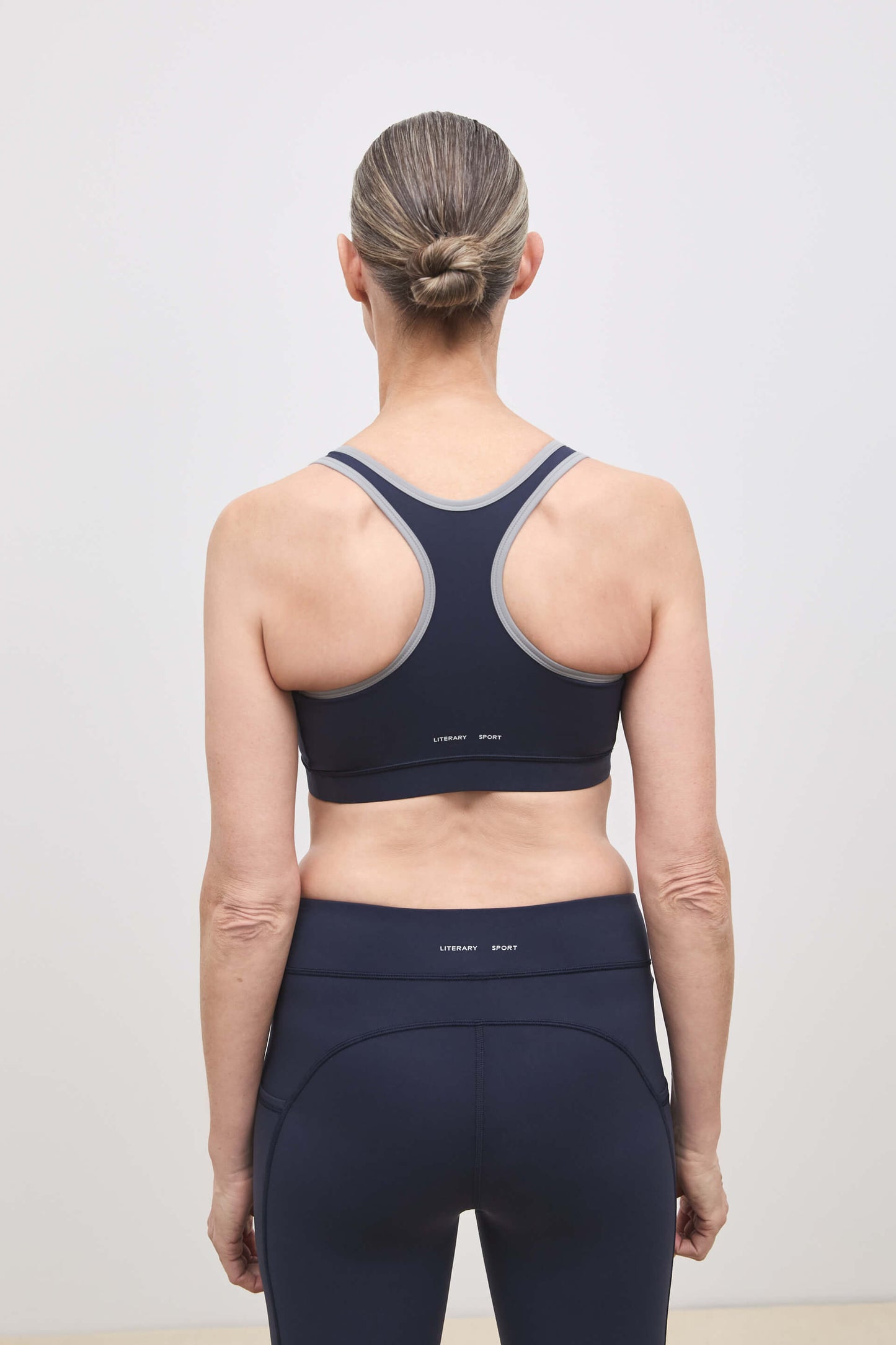 Literary Sport - O'Hara Womens Medium Impact Sports Bra - Washed Navy & Steel