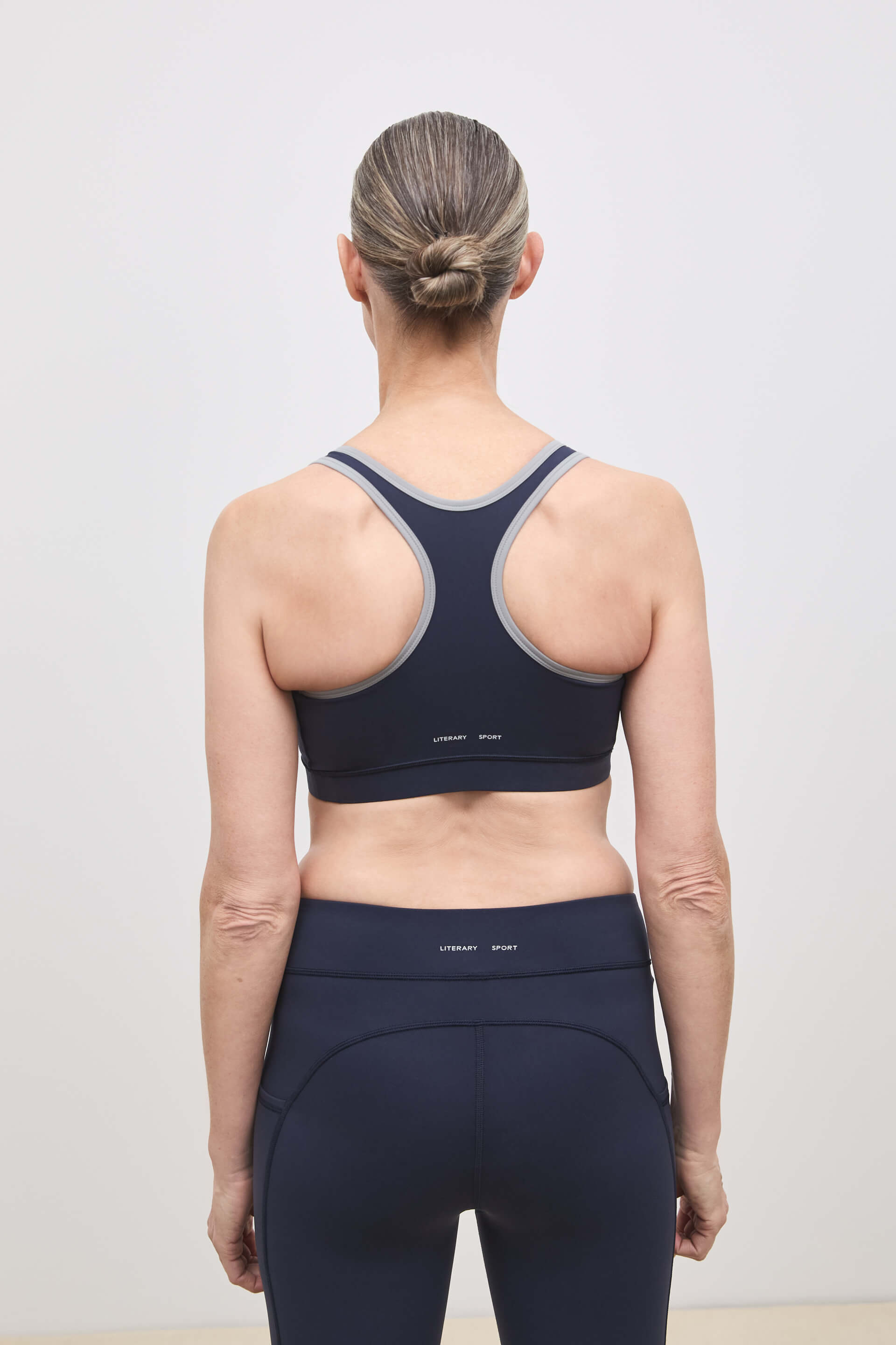 Literary Sport - O'Hara Womens Medium Impact Sports Bra - Washed Navy & Steel