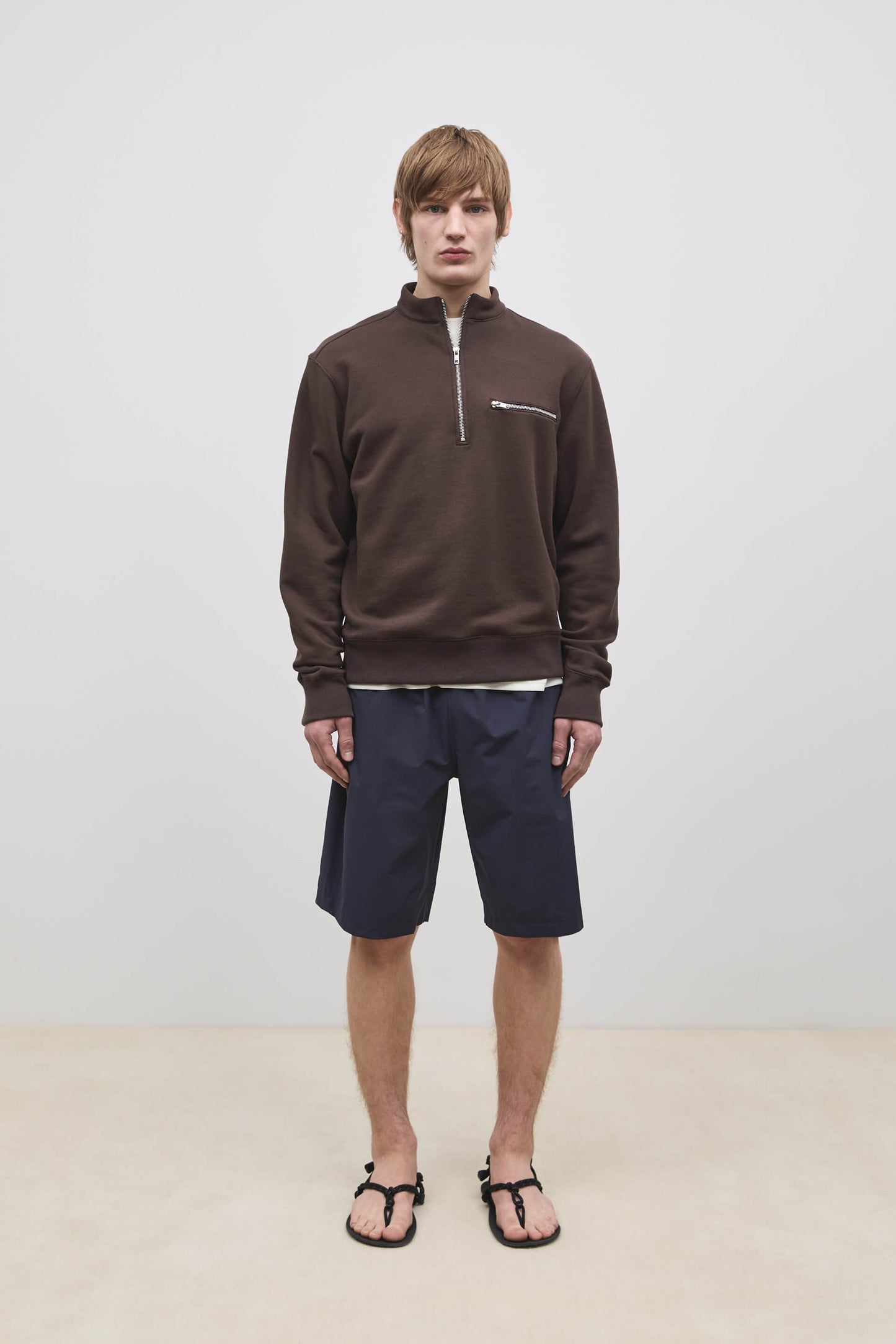 Literary Sport | Gabriel Mens Quarter Zip Sweatshirt - Ash Dark Brown