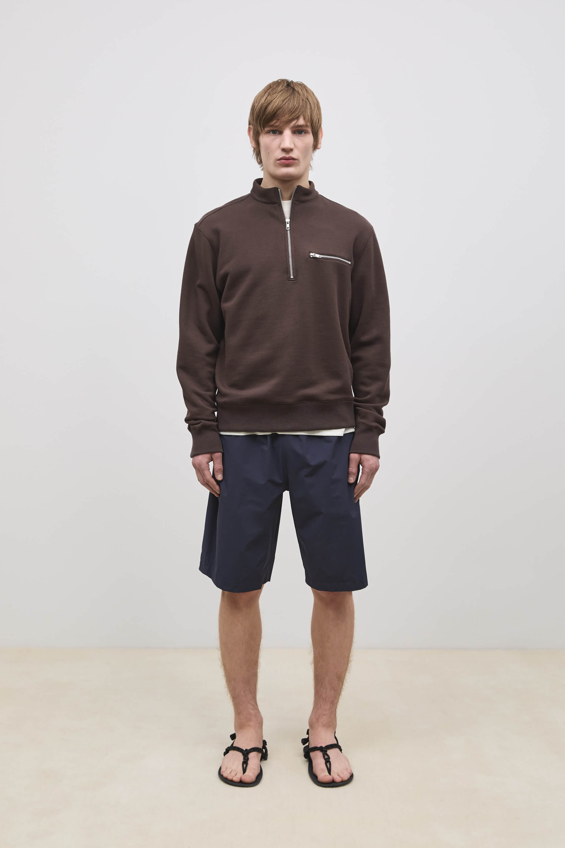 Literary Sport | Gabriel Mens Quarter Zip Sweatshirt - Ash Dark Brown
