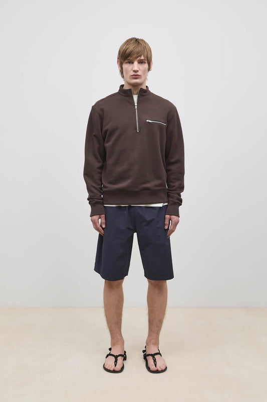 Literary Sport | Gabriel Mens Quarter Zip Sweatshirt - Ash Dark Brown