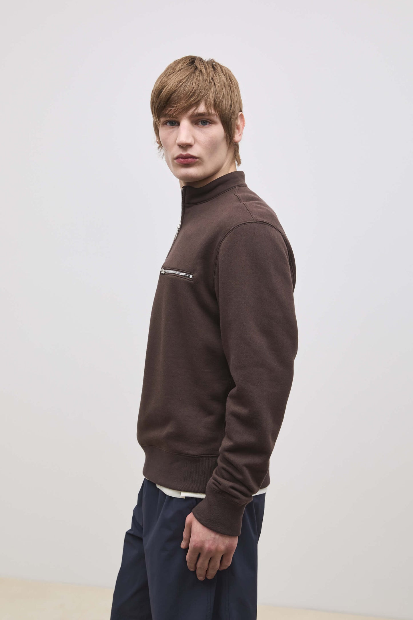 Literary Sport | Gabriel Mens Quarter Zip Sweatshirt - Ash Dark Brown