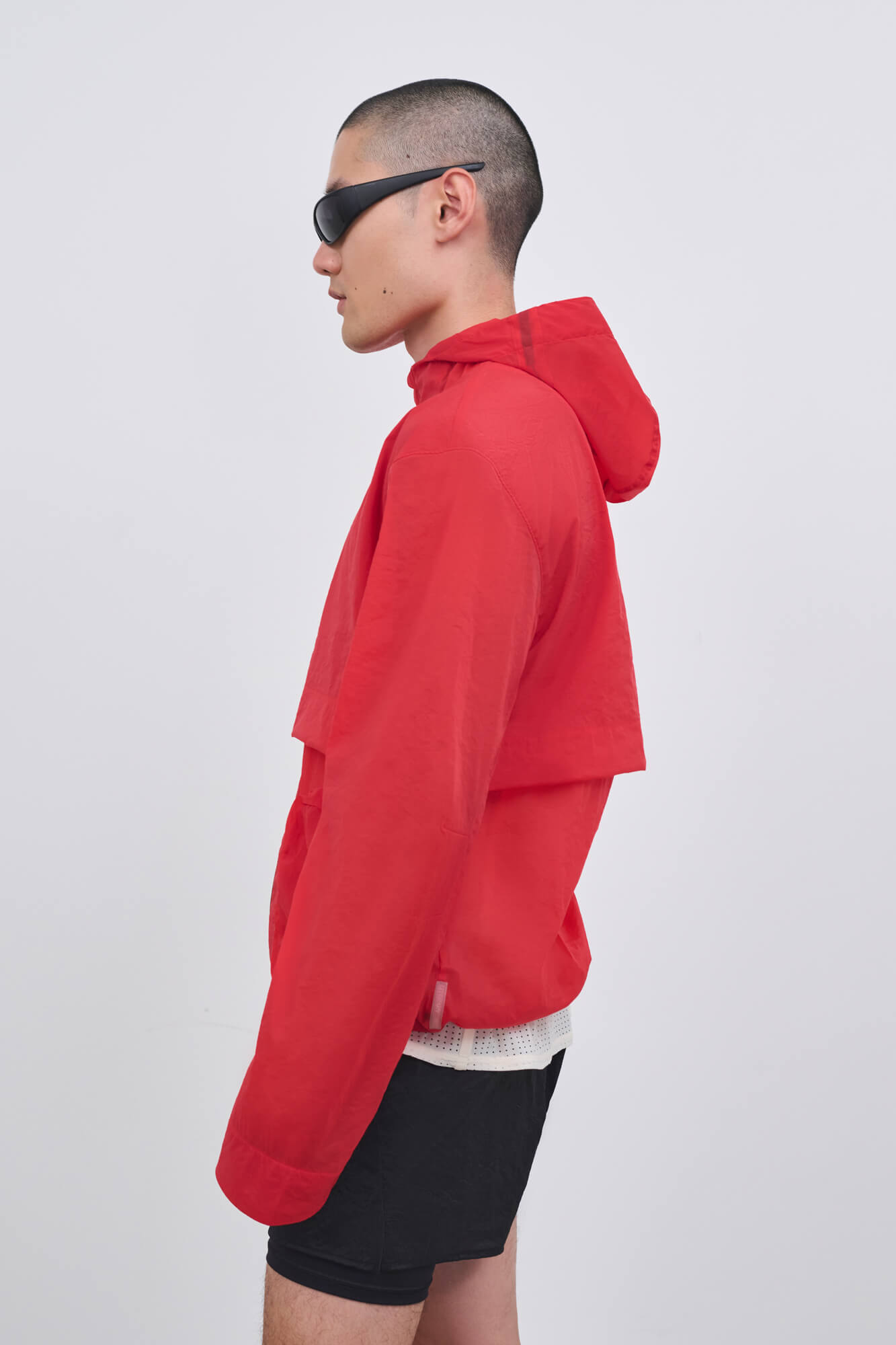 Literary Sport - Ashbery Mens Packable Running Jacket in Crinkle Nylon - Scarlet