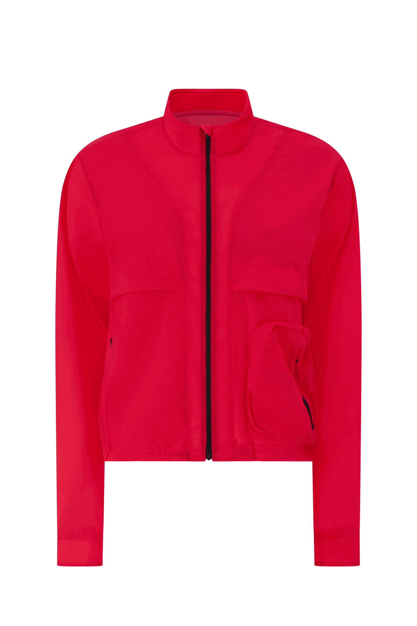 Literary Sport - Womens Celeste Packable Running Jacket with Strand Collar - Scarlet Red